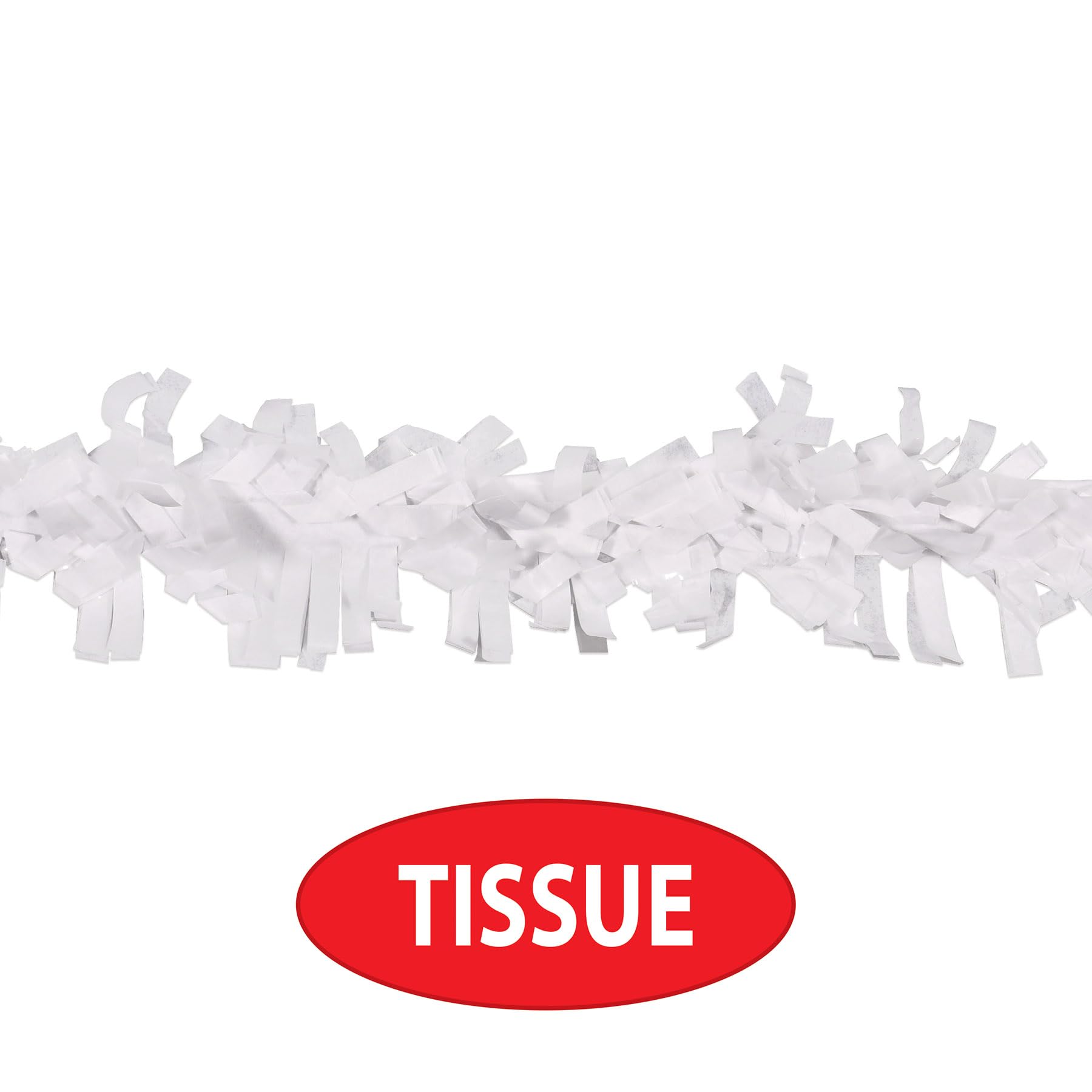 Beistle 24-Piece White Tissue Paper Garland Decorations - 25ft Party Decor for Birthday, Wedding, Baby Shower & Anniversary Events - Perfect for Wall Hanging, Ceiling & Party Backdrop Decorations