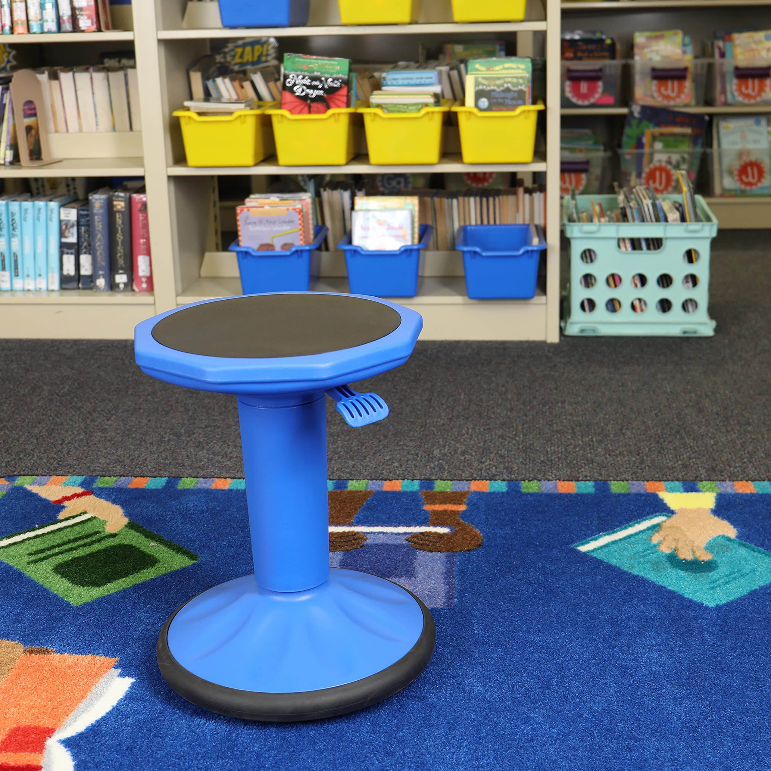 Pearington SitFree Height Adjustable Wobble Stool - Active Flexible Seating Chair for Kids & Adults - Ergonomic Office & School Chair - Blue - Perfect for Home Office, Classroom & Standing Desk Work