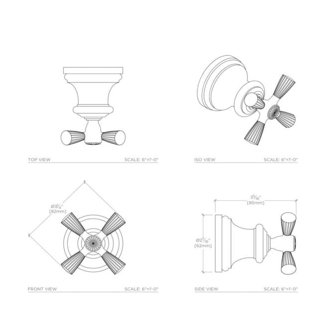 Waterworks Foro Volume Control Valve Trim with Metal Cross Handle in Matte Nickel - Bathroom & Kitchen Faucet Accessory for Modern Home Decor