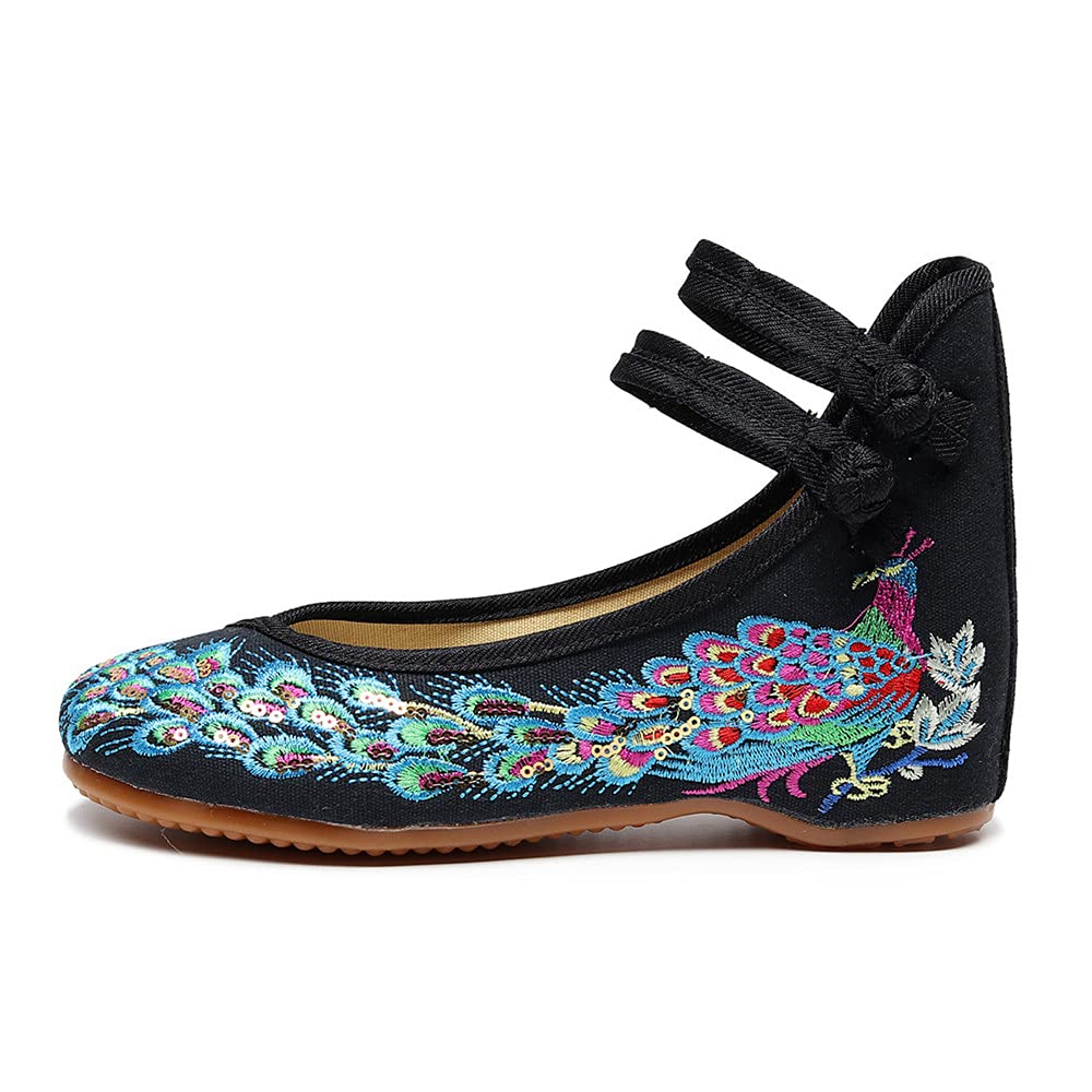 Traditional Chinese Embroidery Flats for Women - Handmade Flower Embroidered Mary Jane Shoes | Cheongsam & Qipao Outfit Matching | Perfect for Weddings, Tea Ceremonies & Cultural Events