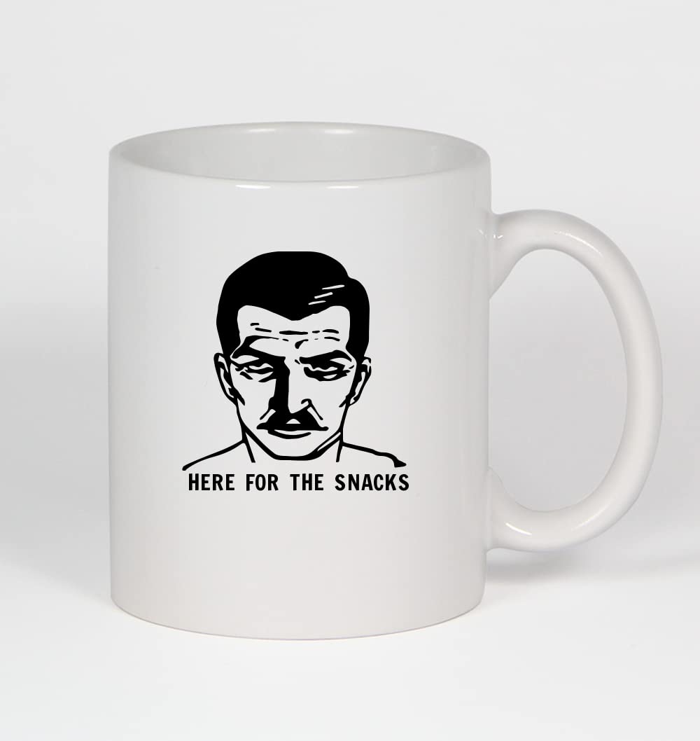 Here for The Snacks Anime Ceramic Coffee Mug - 11oz White Tea Cup with Cute Japanese Design - Perfect for Home, Office, Gift & Anime Lovers