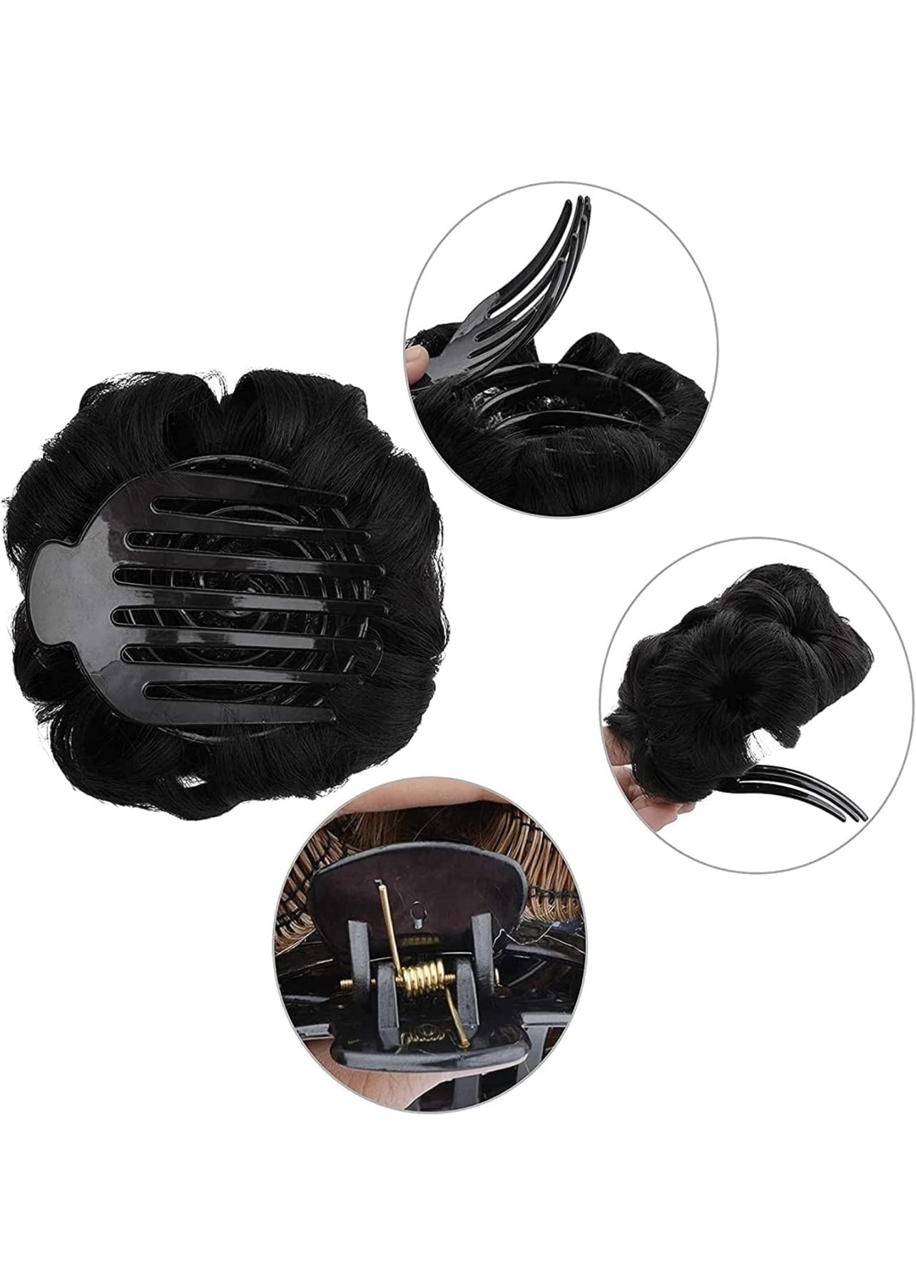 Stylish Black Bridal Hair Bun Extension - Ready-Made Juda Hairpiece for Women & Girls | Natural Look Hair Accessory | 1PC Free Size | Perfect for Weddings, Parties & Special Occasions