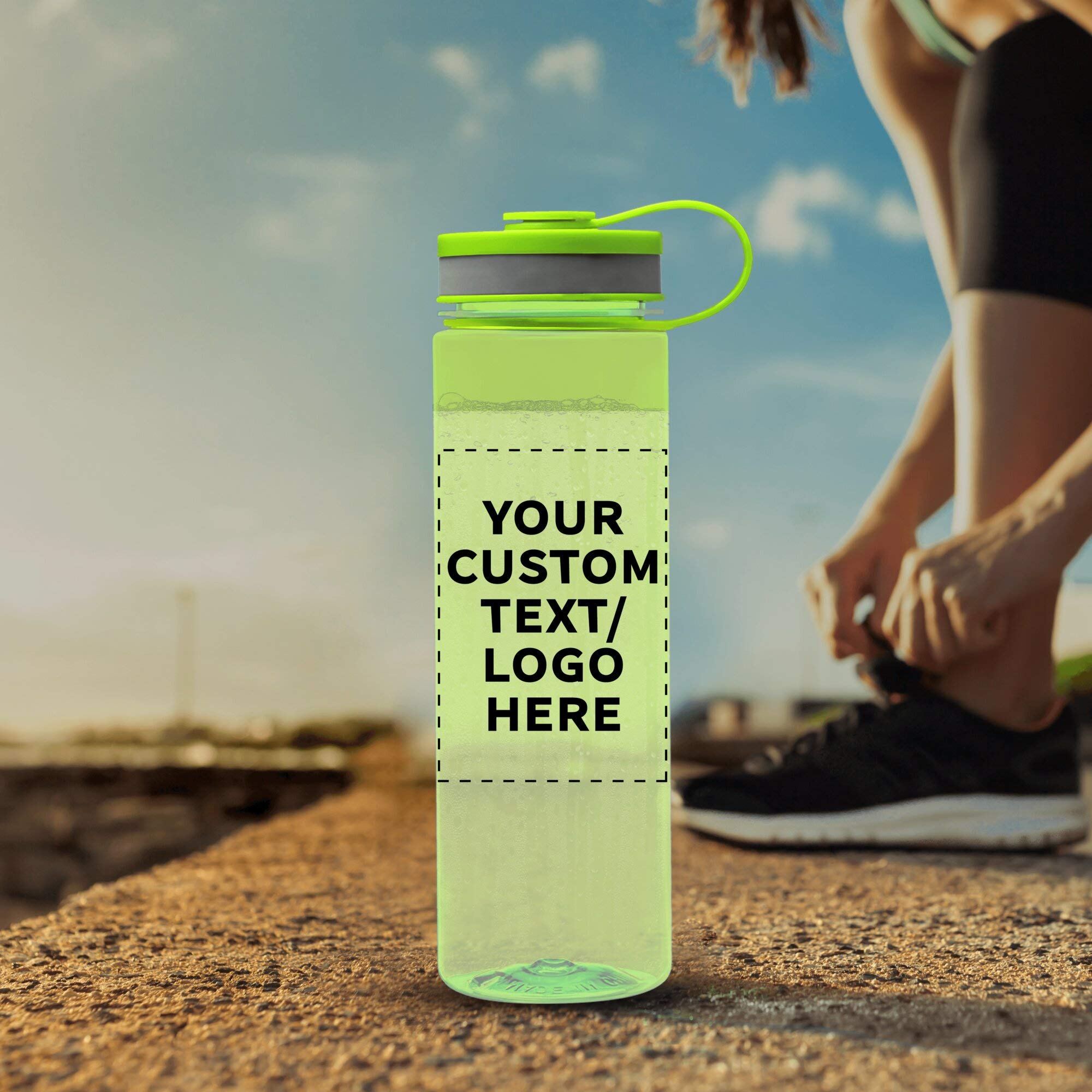 Custom 26 oz Wide Mouth Water Bottles - Bulk Pack of 50, BPA Free, Personalized (Lime Green) - Ideal for Gym, Camping, Backpacking, School & Office Hydration