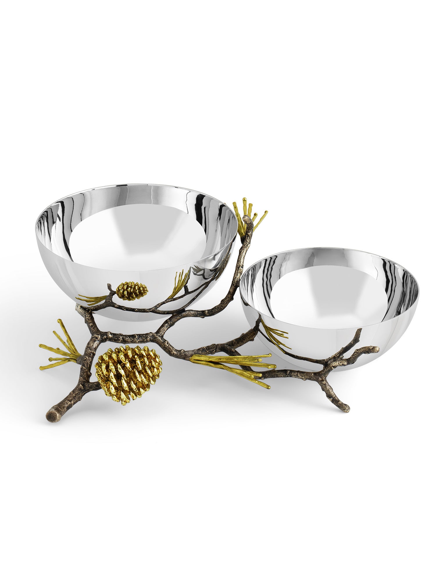 Pine Cone Double Bowl - Elegant Wooden Serving Bowl Set for Fruits, Nuts & Snacks | Perfect for Holiday Decor, Table Centerpiece & Rustic Home Decor