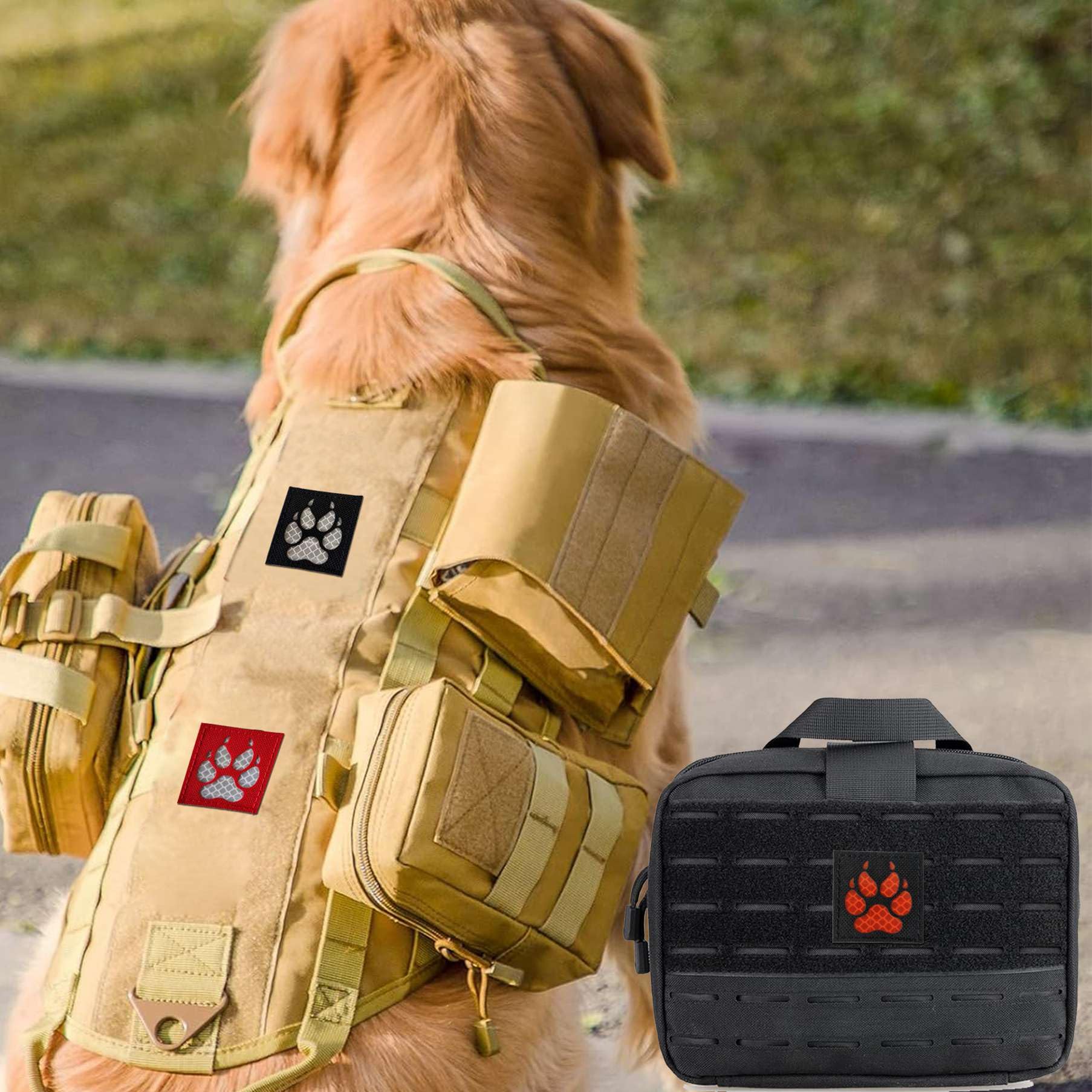 Red IR Infrared K9 Reflective Tactical Dog Patch - 2x2 Inch Hook and Loop Velcro for Caps, Bags, Backpacks, Vests & Uniforms - Perfect for Military, Police, Outdoor Adventures & Pet Safety