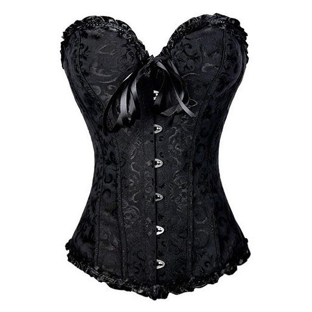 KIWI RATA Women's Plus Size Floral Lace-Up Corset Bustier - Overbust Waist Cincher with Boning for Shapewear & Vintage Fashion | Perfect for Burlesque, Cosplay, and Evening Wear