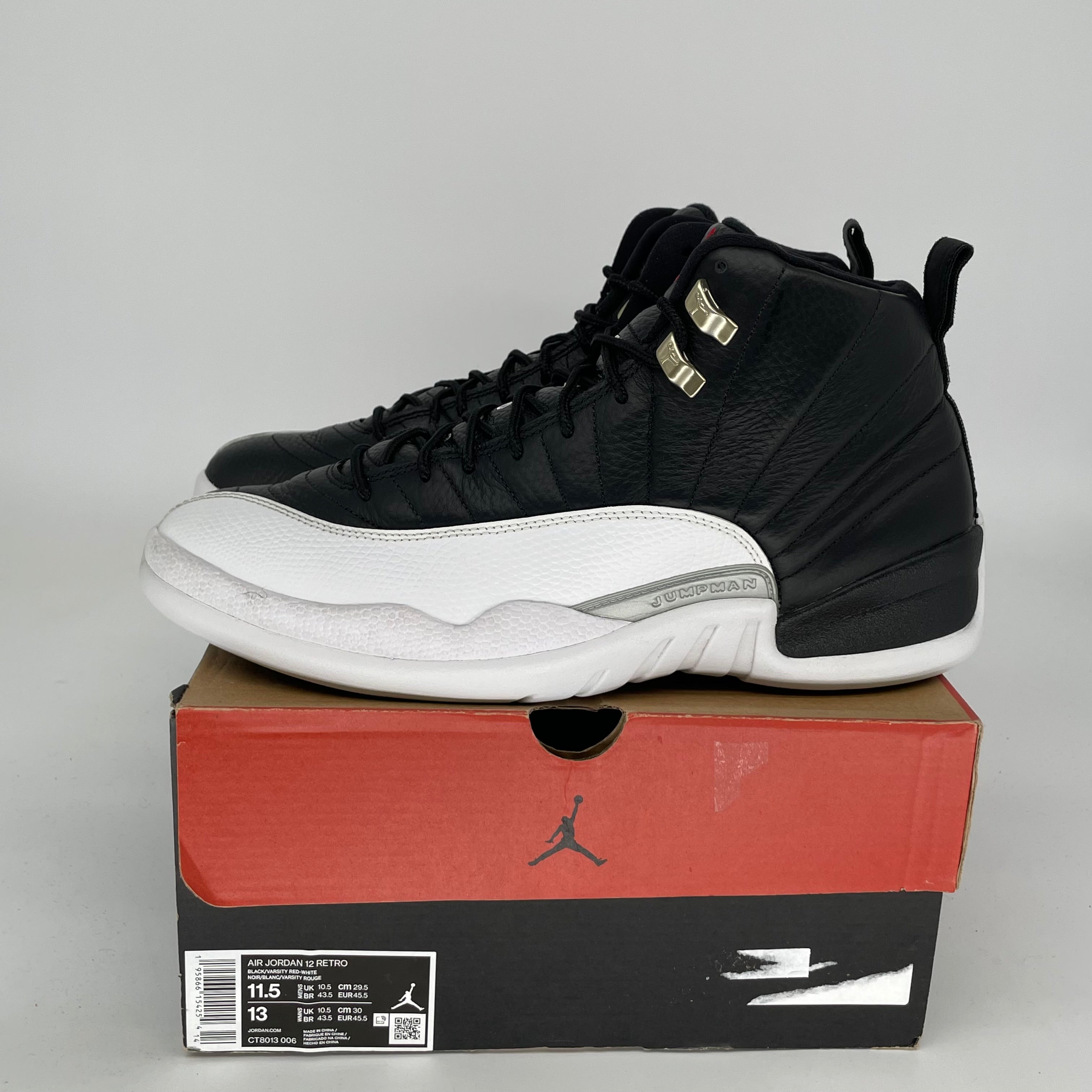 AIR JORDAN 12 PLAYOFFS Basketball Shoes Men's Size 11.5 - Retro Black/Red Style CT8013 006 for Court Performance & Streetwear Fashion
