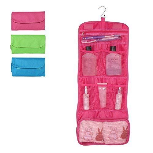 ADDCART Foldable Hanging Travel Cosmetic Bag - Waterproof Makeup Organizer Case & Toiletry Pouch for Women | Portable Wall-Mounted Dressing Kit with Multiple Pockets | Perfect for Travel, Camping & Home Organization