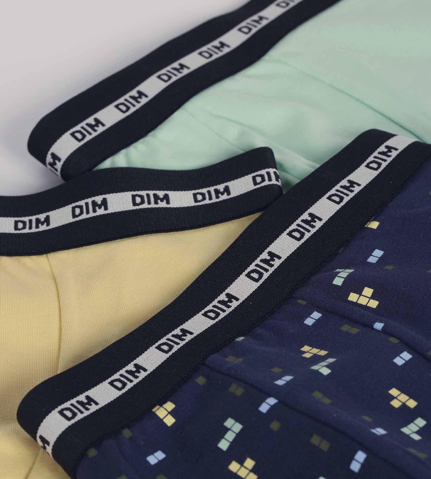 3 Pack Boys' Pixel Print Boxer Briefs - Blue & Yellow Stretch Cotton Underwear for Kids - Comfortable & Fashionable for Daily Wear, School & Playtime