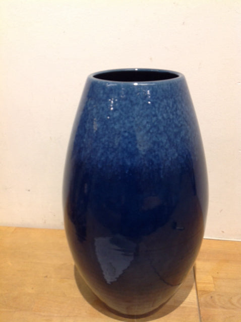 16 Inch Blue Ceramic Vase - Handcrafted West Germany Pottery for Home Decor, Wedding Centerpiece & Gift