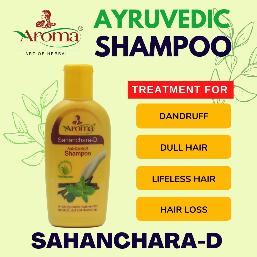 Aroma Sahanchara-D Anti Dandruff Shampoo for Men & Women - Scalp Treatment for Dry, Itchy Scalp & Flakes - Sulfate-Free & Natural Ingredients - Perfect for Daily Hair Care & Scalp Health