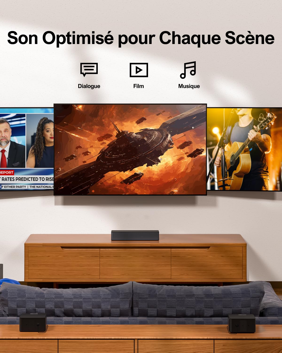 ULTIMEA Dolby Atmos 5.1 Soundbar with Wireless Subwoofer - 3D Surround Sound System for TV, Adjustable Bass Home Theater Speakers (Poseidon D60 Series 2023) - Perfect for Movie Nights, Gaming & Music Listening