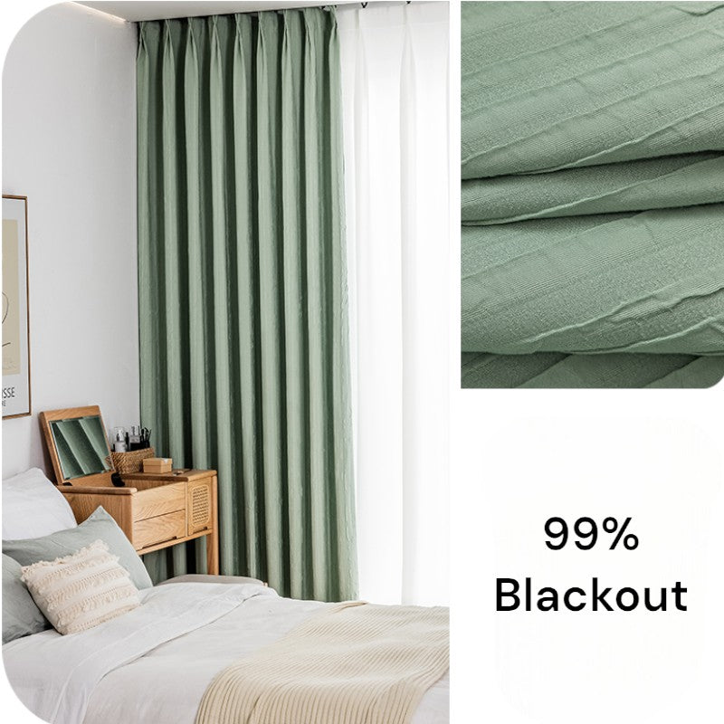 Elsie Embossed Jacquard 100% Blackout Custom Curtains - Thermal Insulated Window Drapes for Bedroom & Living Room - Noise Reducing Room Darkening Curtain Panels