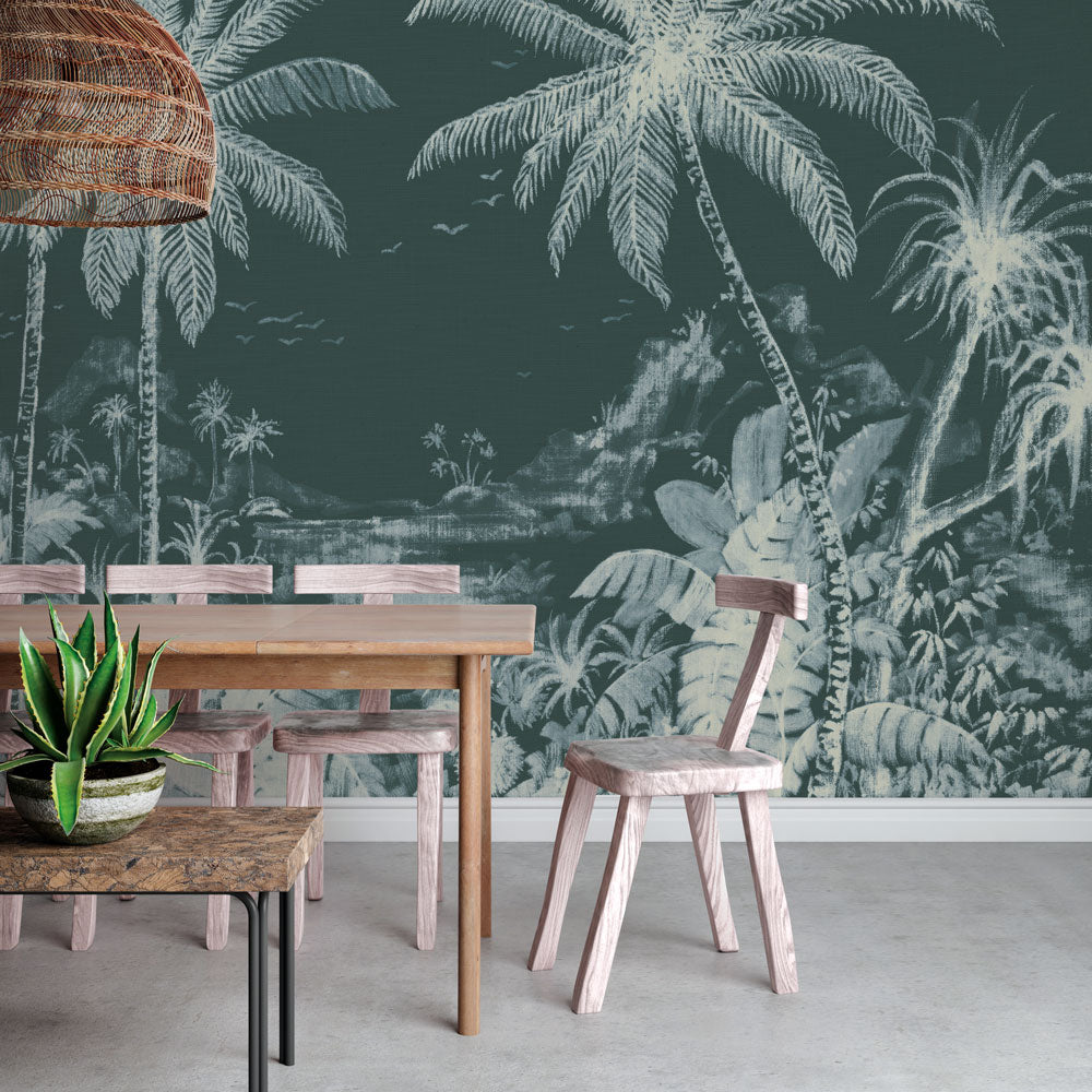 Grand Palm Peel and Stick Wall Mural - Self-Adhesive Tropical Leaf Wallpaper for Bedroom, Living Room & Office Decor - Easy DIY Home Renovation