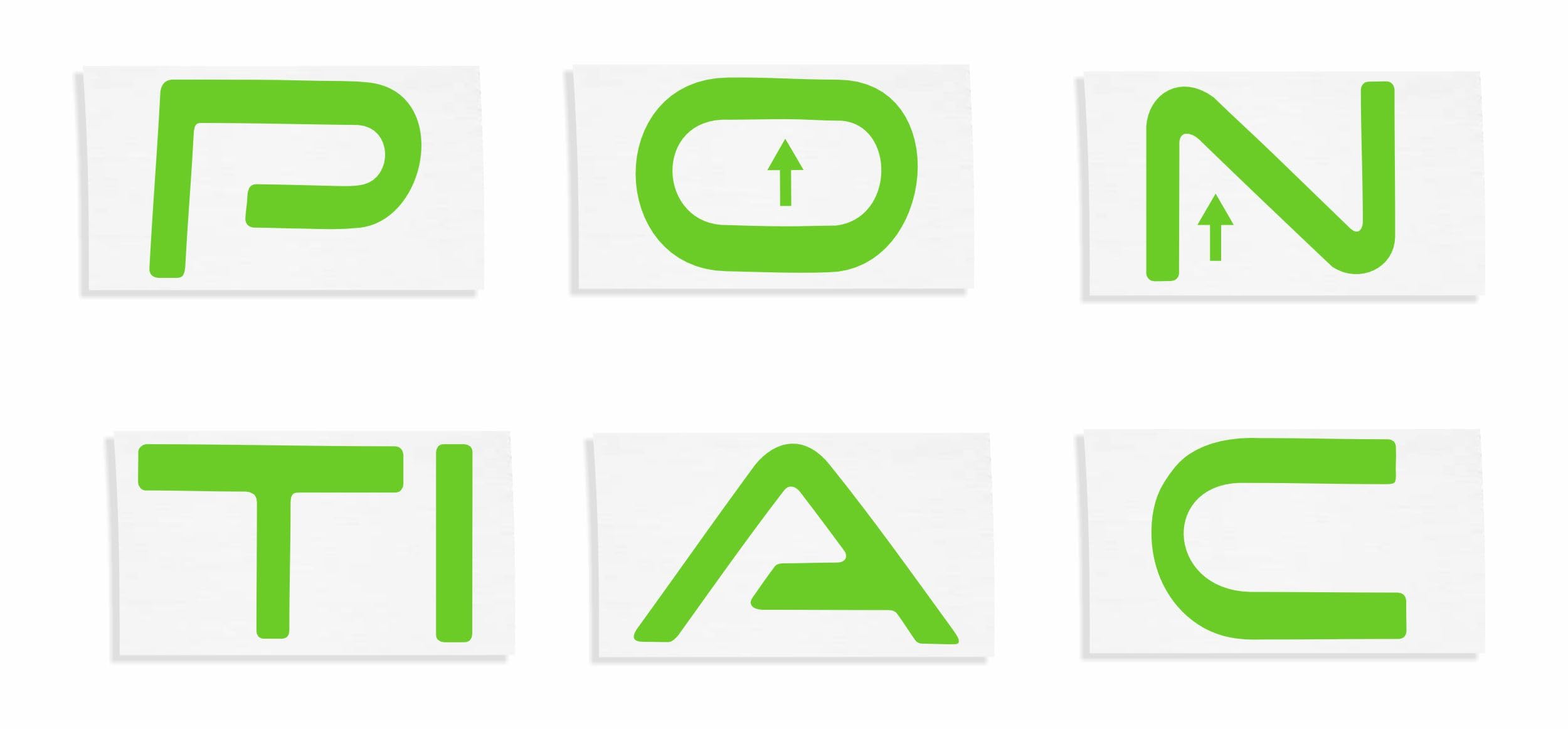 1997-2003 Pontiac Grand Prix Rear Bumper Lettering Decal Kit - Lime Green Vinyl Inserts for Car Customization & Style Upgrade