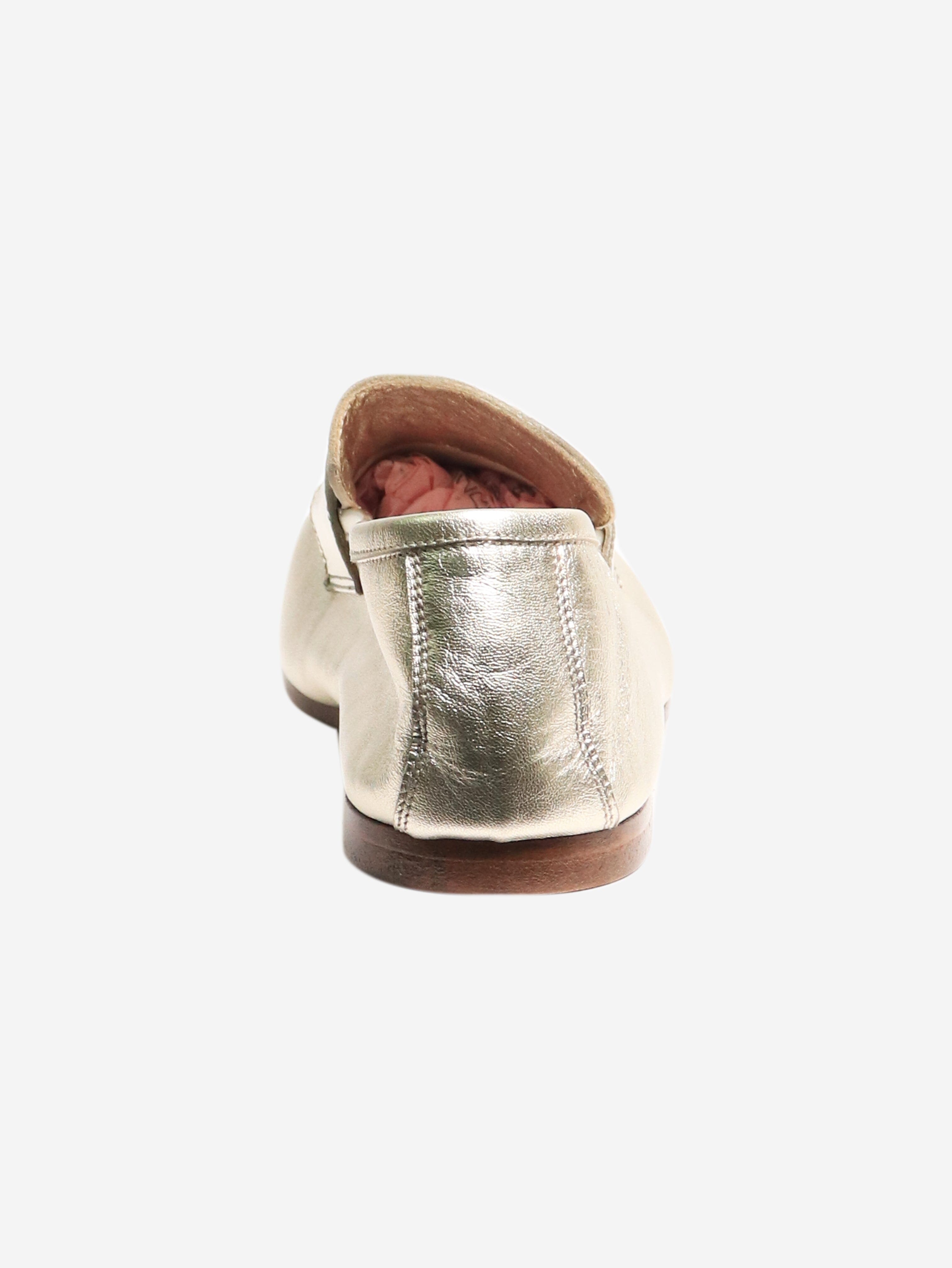 Champagne Gold Metallic Loafers Women's Size EU 37 (US 7) - Stylish Slip-On Shoes for Office, Party & Casual Wear