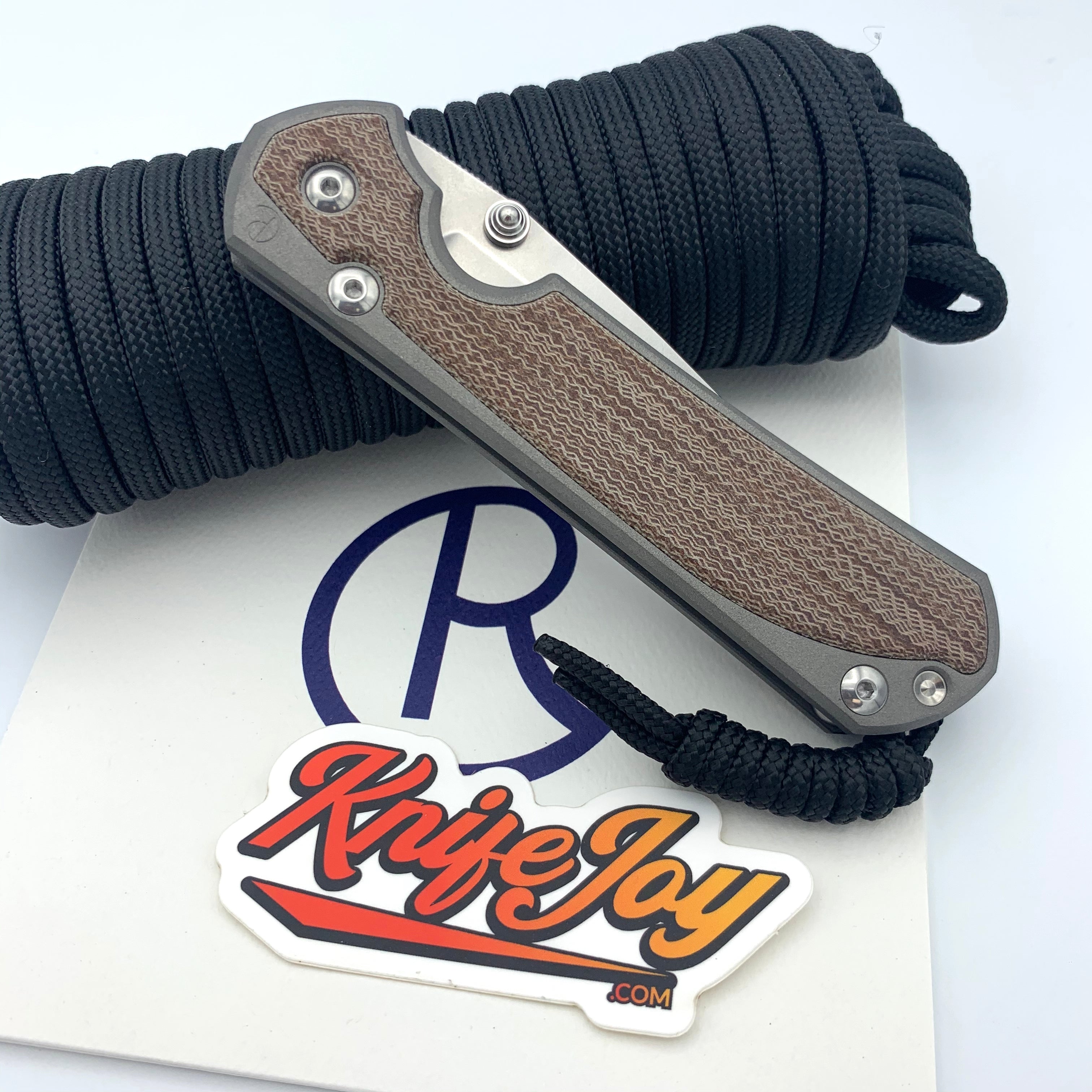 Chris Reeve Knives LEFT Hand Large Sebenza 31 Drop Point Folding Knife with Natural Canvas Micarta Inlay & Double Silver Lugs - EDC, Outdoor Survival, Camping, Hunting Gear