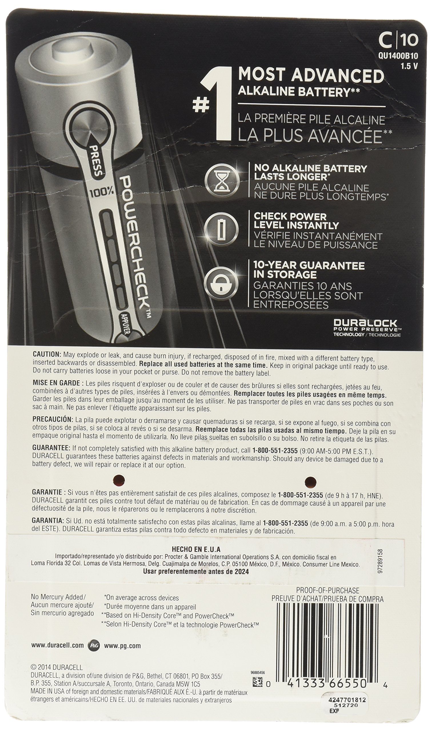 Duracell Quantum C Alkaline Batteries 10 Pack - Long Lasting Power for Toys, Flashlights & Electronics - AA Batteries for High Drain Devices