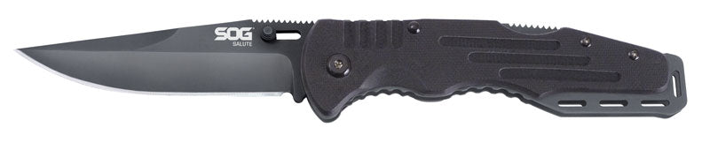 SOG Salute Black Clam Pack Pocket Knife - Compact Folding Knife with Clip, Stainless Steel Blade for Everyday Carry, Camping & Outdoor Adventures