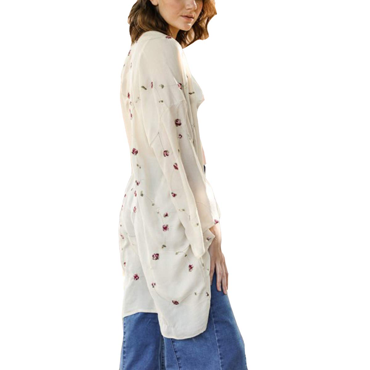 Women's Floral String Kimono - Lightweight Summer Cover Up, Boho Beach Wrap, Loungewear for Pool, Vacation & Yoga