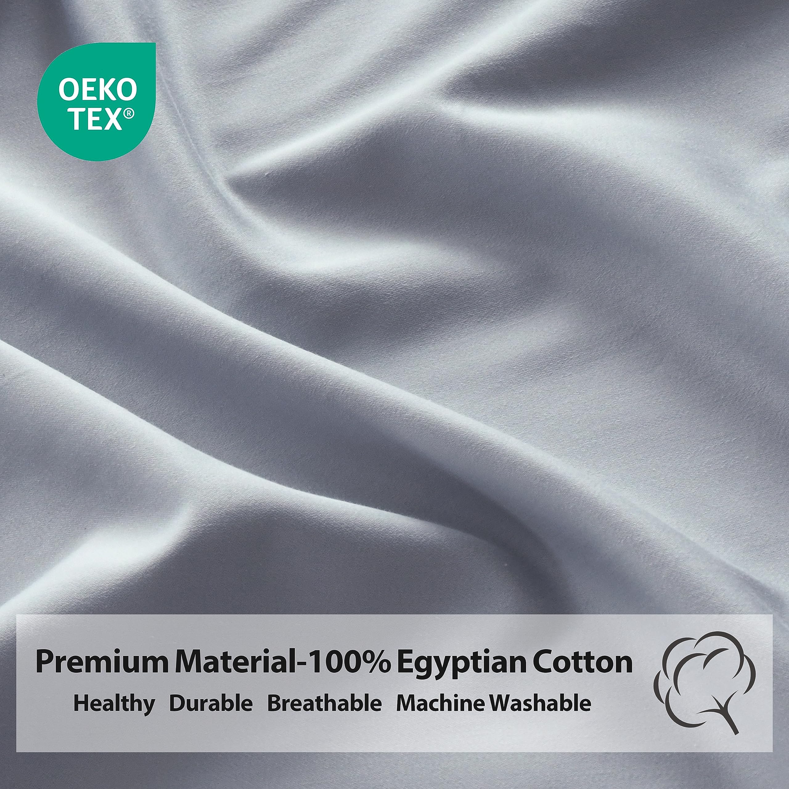 Premium 100% Egyptian Cotton 600 Thread Count Queen Size Fitted Sheet - Gray Deep Pocket (16