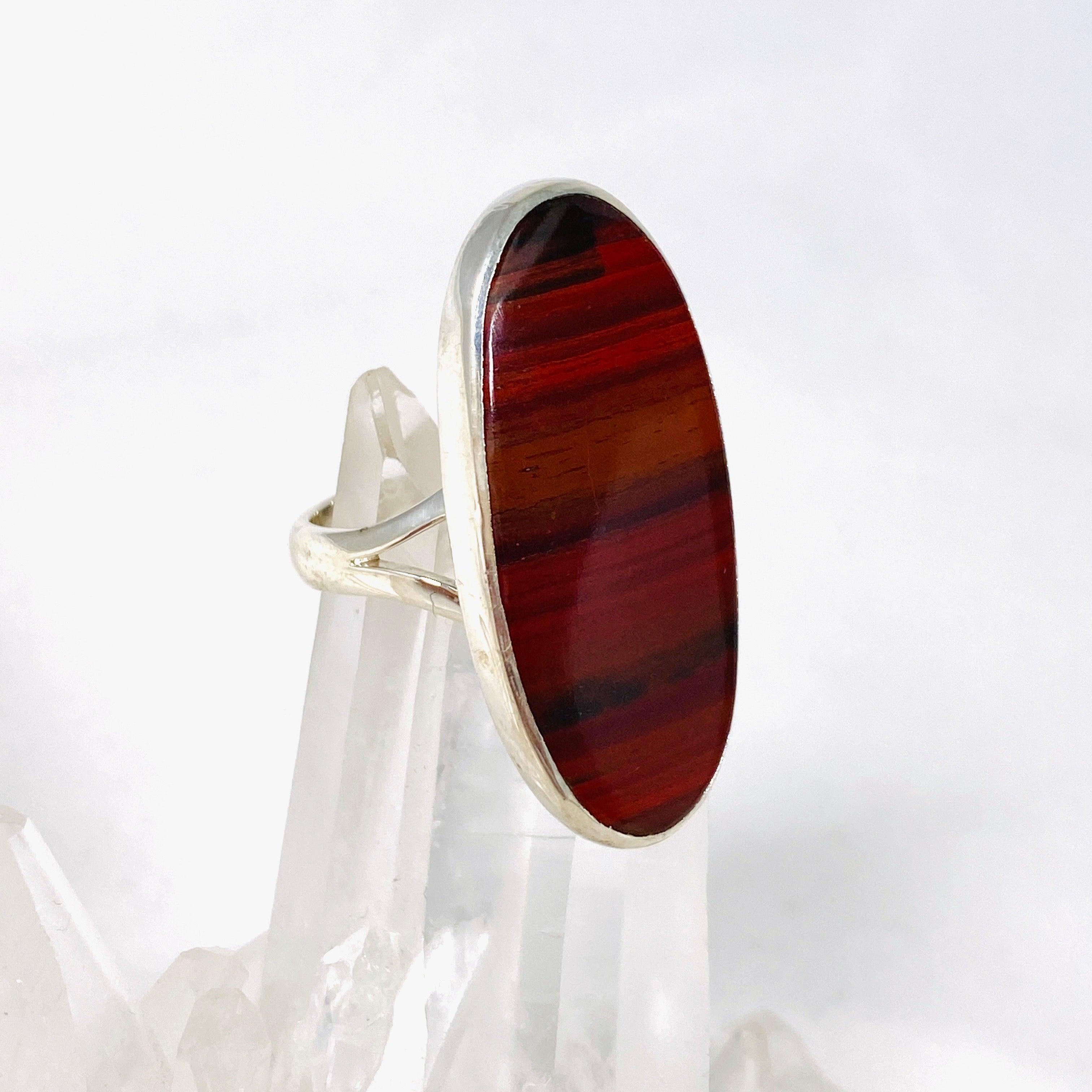 Natural Red Jasper Oval Ring for Women - Size 7 Healing Crystal Jewelry KRGJ3085 | Spiritual Gift, Meditation Accessory, Energy Balancing Fashion Statement