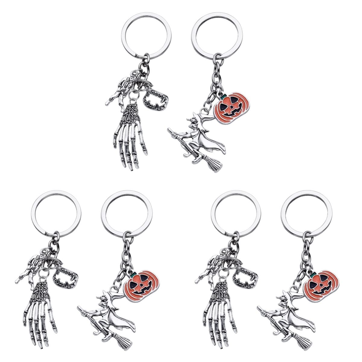 **6-Pack Halloween Keychain Set - Vintage Skull Ghost Wallet Keychain, Wizard Keyring & Handbag Charms for Car Keys, Wallets & Bags | Spooky Decor for Halloween Parties, Trick-or-Treating & Gifts**