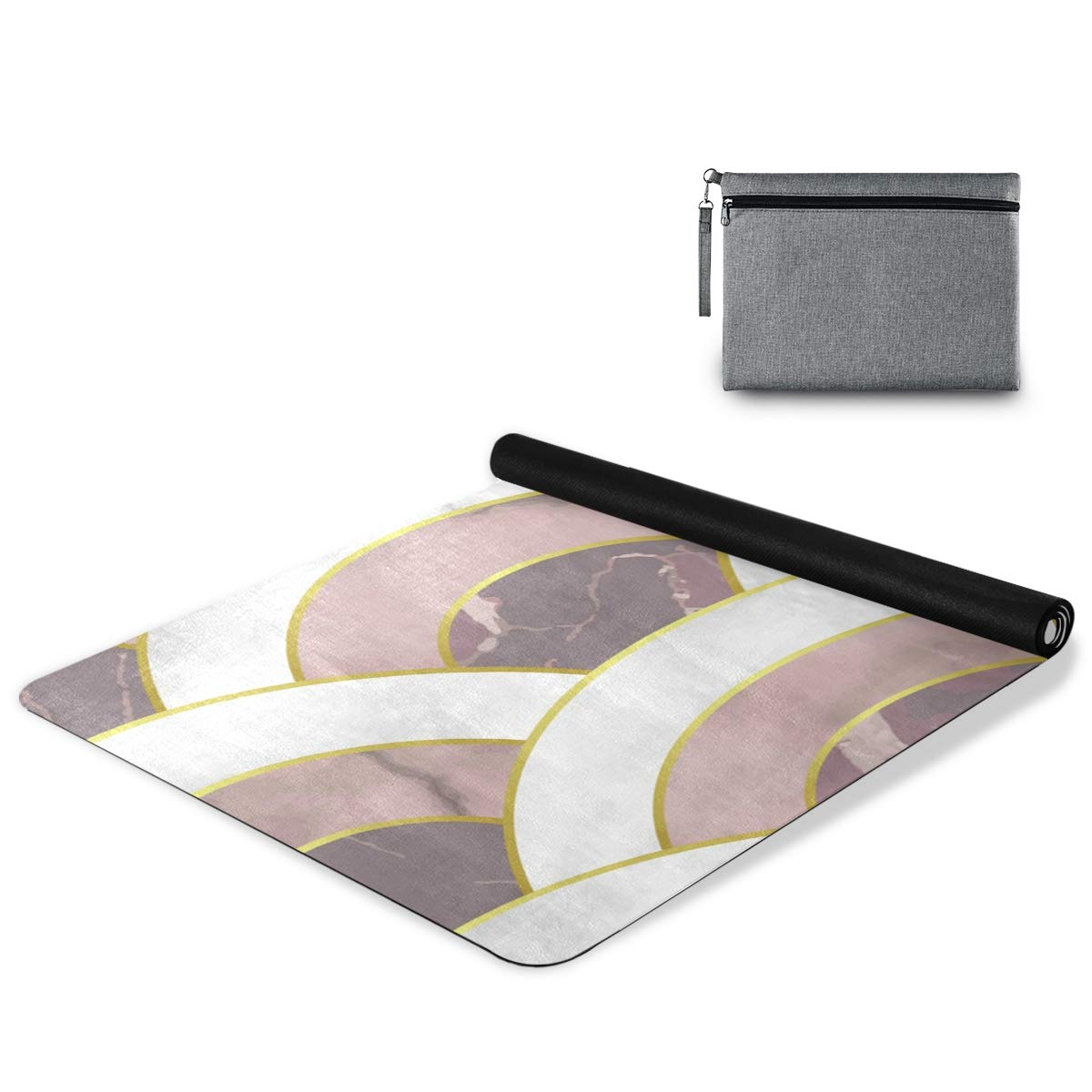 ALAZA Non-Slip Marble Golden Splatter Yoga Mat - Black & White Premium Fitness Mat for Yoga, Pilates, Floor Exercises & Home Workouts | Perfect for Studios, Gyms & Indoor Training