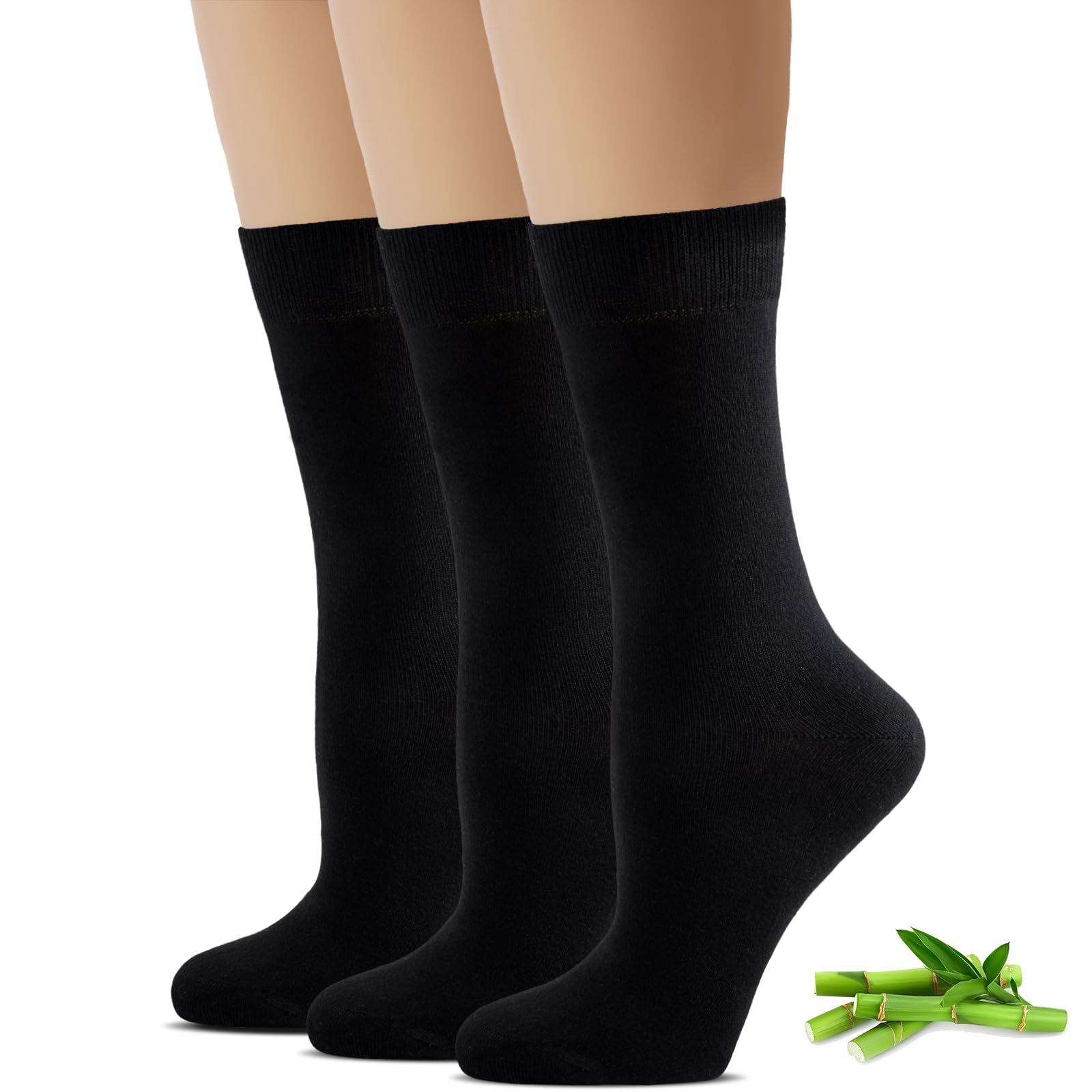 Women's Bamboo Rayon Crew Socks - Soft & Breathable for Work & Casual Wear