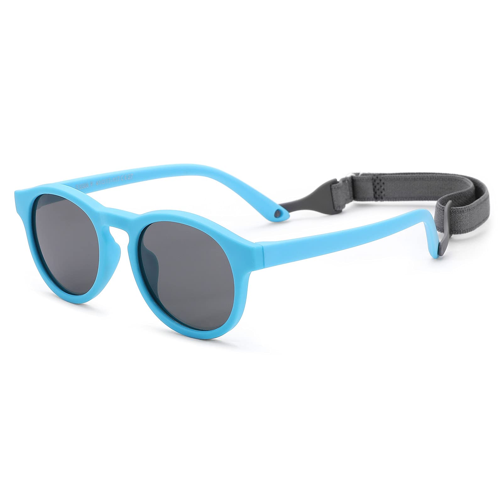 COASION Baby Sunglasses for 0-2 Years - Flexible Round UV400 Polarized Infant Shades with Adjustable Strap | Perfect for Beach, Outdoor Play & Car Rides