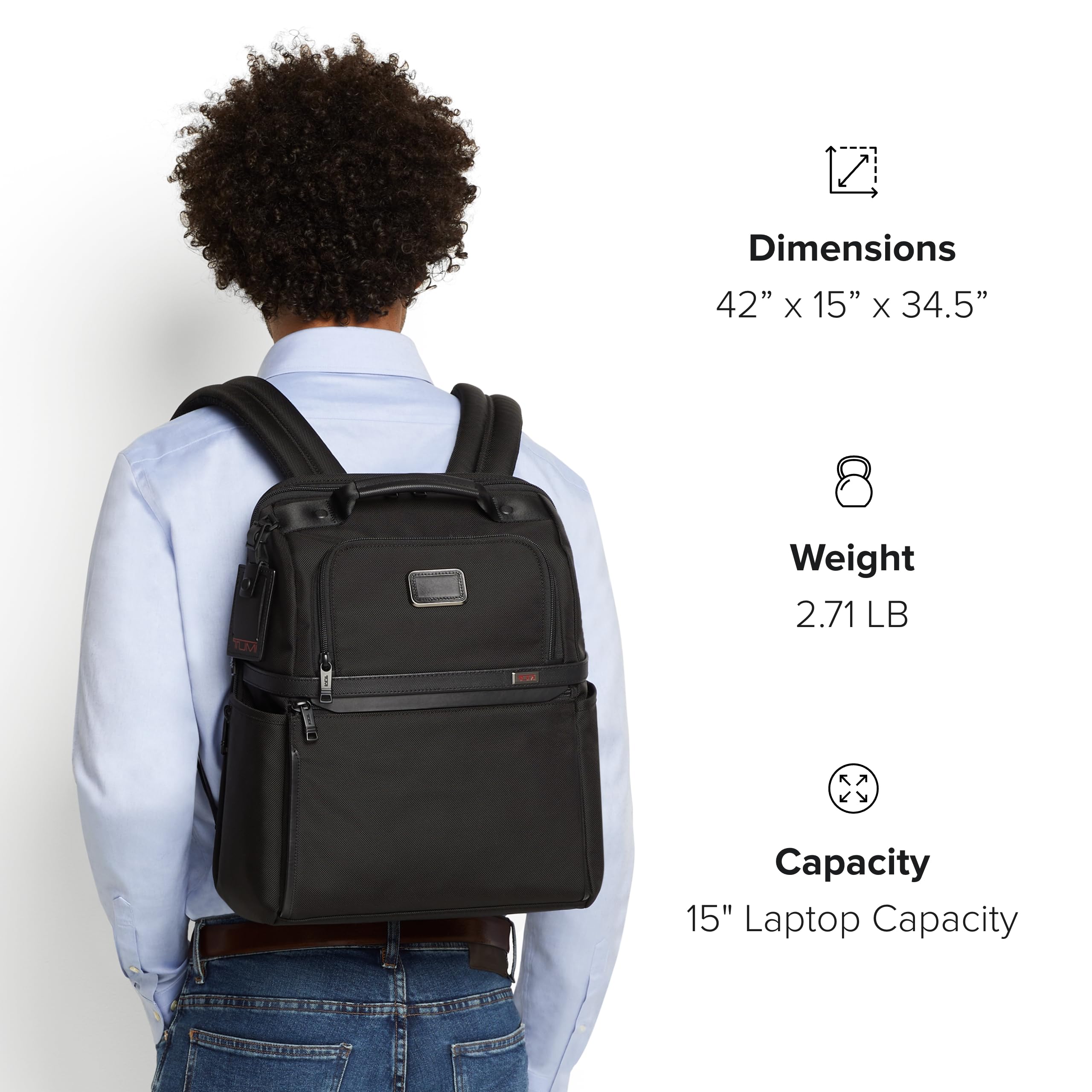 TUMI Alpha Slim Solutions Brief Pack - Lightweight Travel Laptop Backpack for Business Professionals - Durable Work Bag with USB Charging Port - Perfect for Commuting, Air Travel & Office Use - Black
