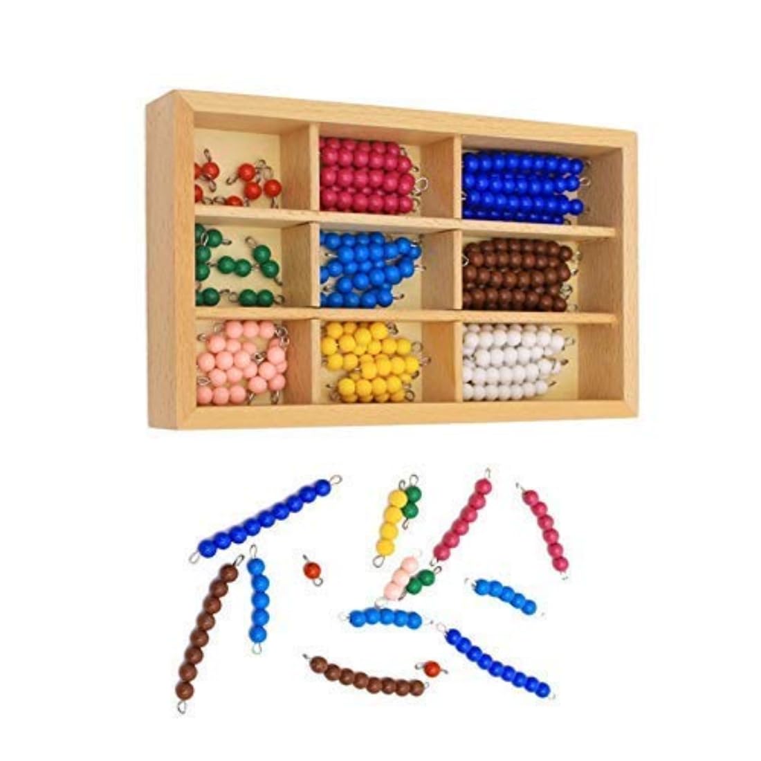 Montessori Wooden Math Learning Toys for Kids - Colorful Counting Beads & Checker Board - Early Childhood Education, Preschool Math Training - Perfect for Homeschooling & Classroom Activities