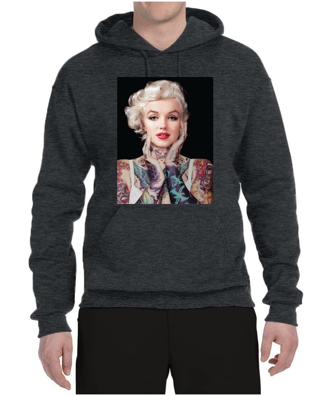 Wild Bobby Marilyn Monroe Tattoo Design Black Pop Culture Unisex Graphic Hoodie Sweatshirt | Vintage Rock Style Pullover for Men & Women | Perfect for Concerts, Streetwear & Casual Outfits