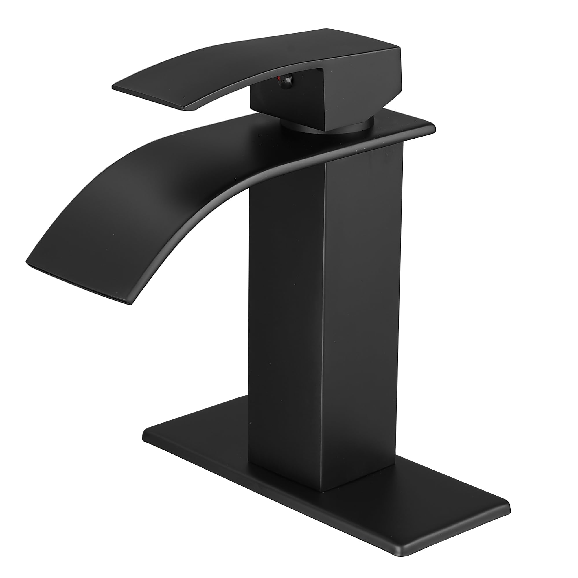 VOTON Matte Black Single Handle Waterfall Bathroom Sink Faucet - Modern Design for 1 or 3 Holes with Deck Plate - Perfect for RV, Camper, Farmhouse & Utility Sink Remodels (Ideal for Small Bathrooms & Vanities)