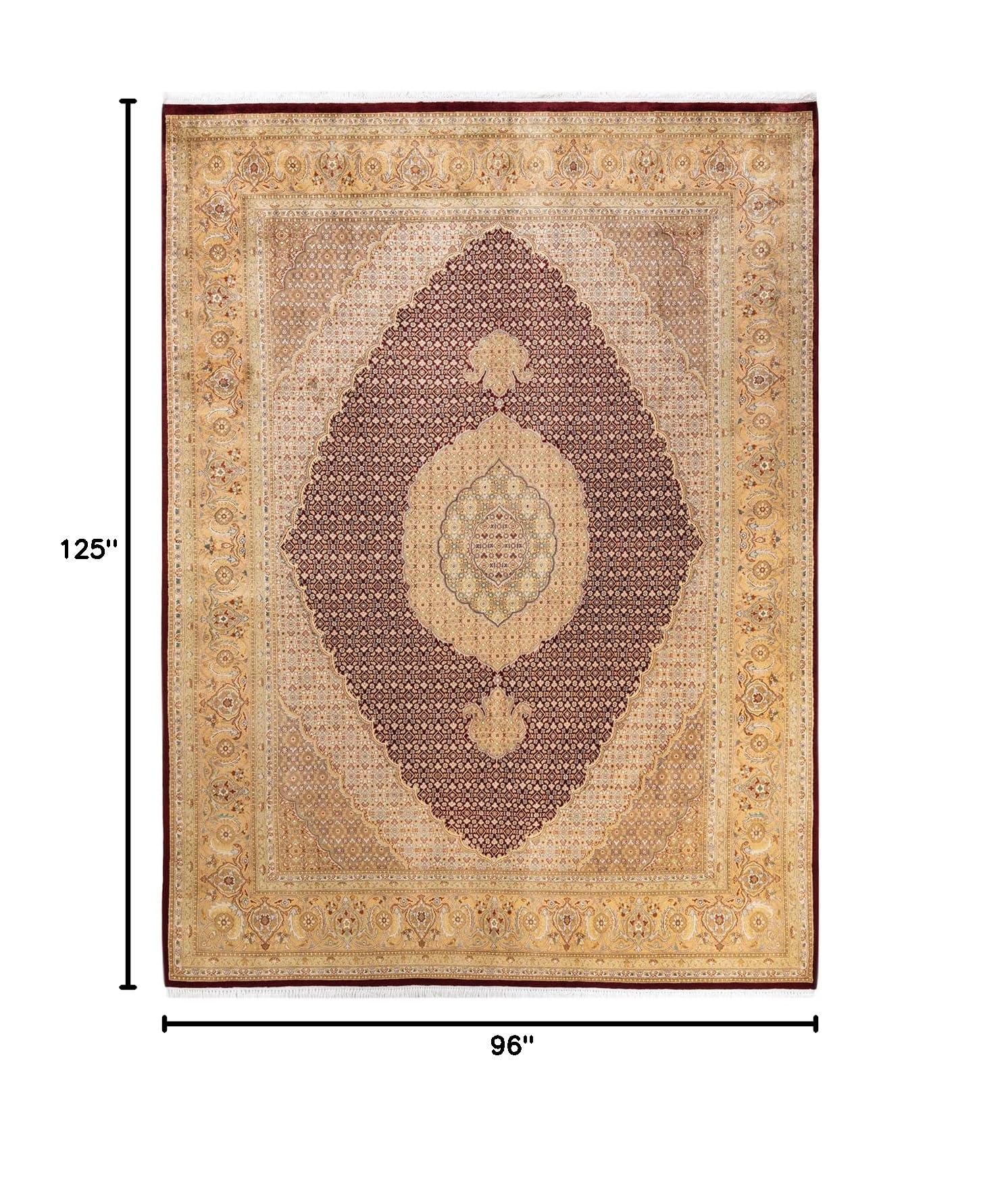 Handmade Wool Traditional Tribal Mogul Red 8x10 Area Rug - One of a Kind Hand-Knotted Solo Rugs for Living Room, Bedroom & Home Decor
