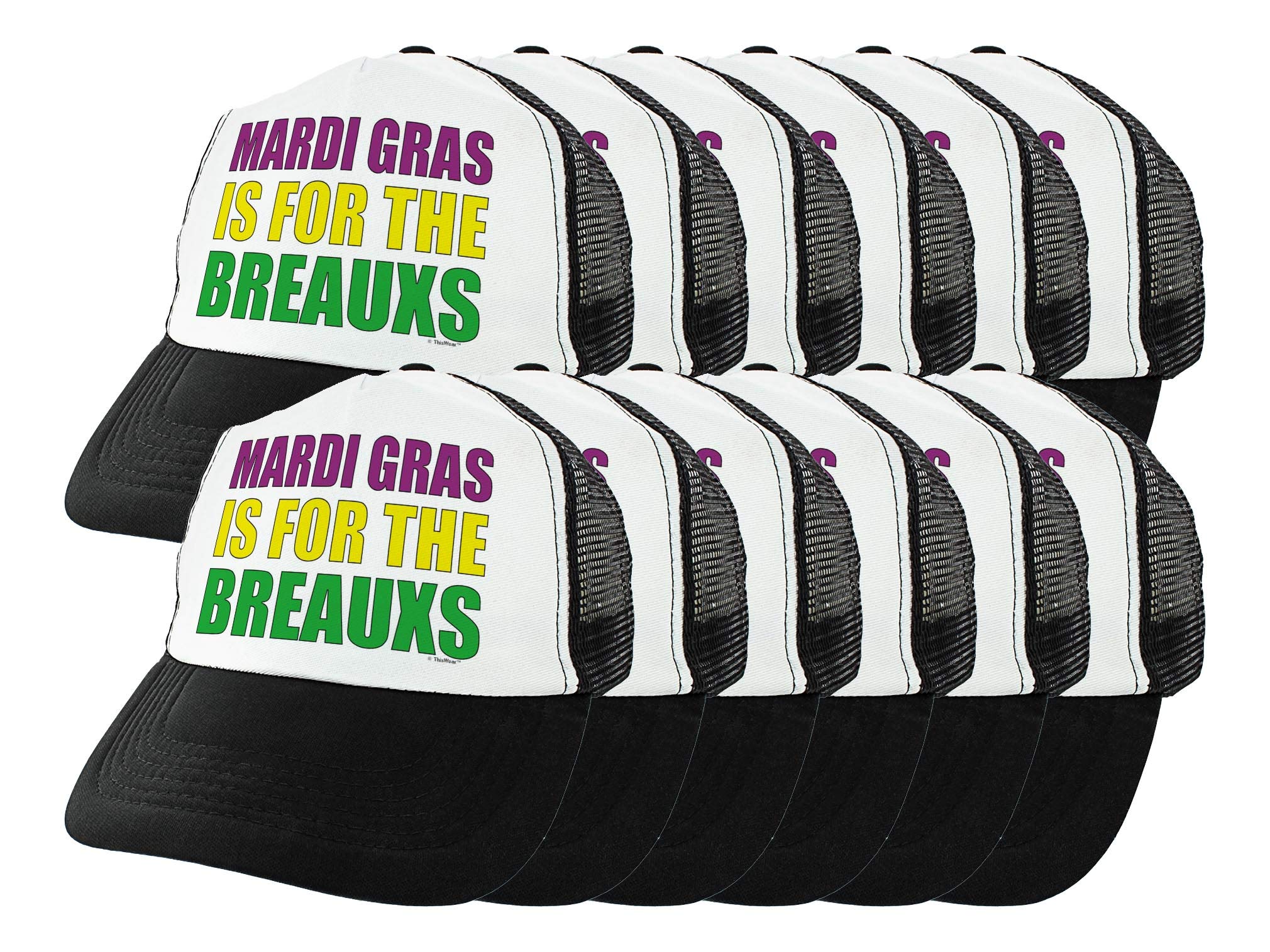 ThisWear Funny Mardi Gras Trucker Hat - Punny 'Mardi Gras is for The Breauxs' Quote - Perfect for Parades, Parties & Festivals