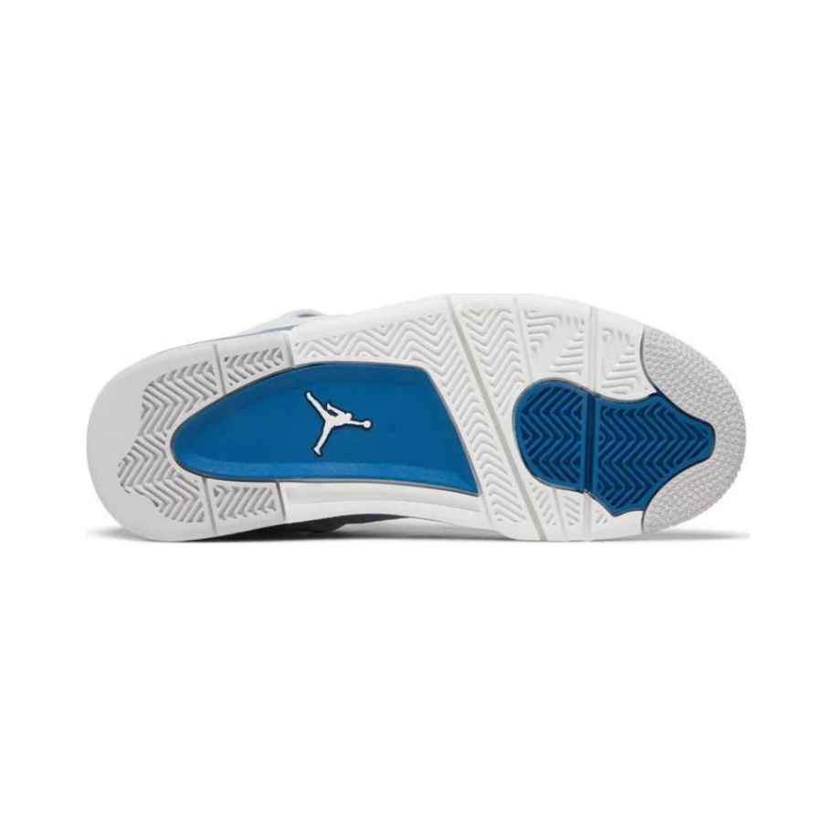 Air Jordan 4 GS Retro Military Blue Off White Neutral Grey Sneakers - Women's Basketball Shoes for Casual Wear & Street Fashion