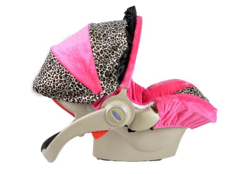 Hot Pink Cheetah Baby Car Seat Cover - Soft & Breathable for Infants & Toddlers - Perfect for Travel, Shopping & Daily Use