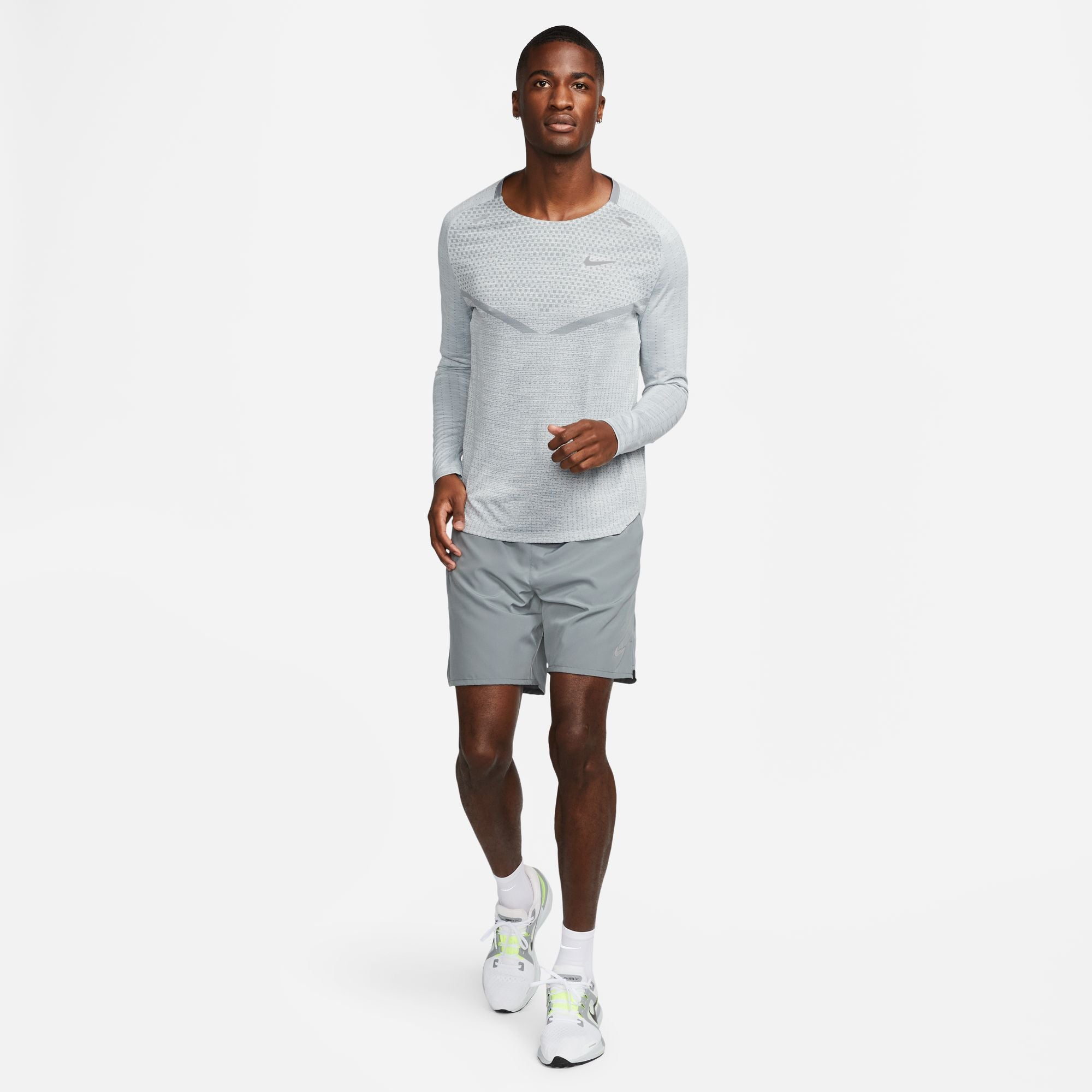 Men's DRI-FIT Challenger 7 2-in-1 Running Shorts - Breathable Quick-Dry Athletic Shorts with Liner (Smoke Grey/Dark Smoke Grey/Reflective Silver) - Perfect for Jogging, Gym Workouts & Outdoor Sports