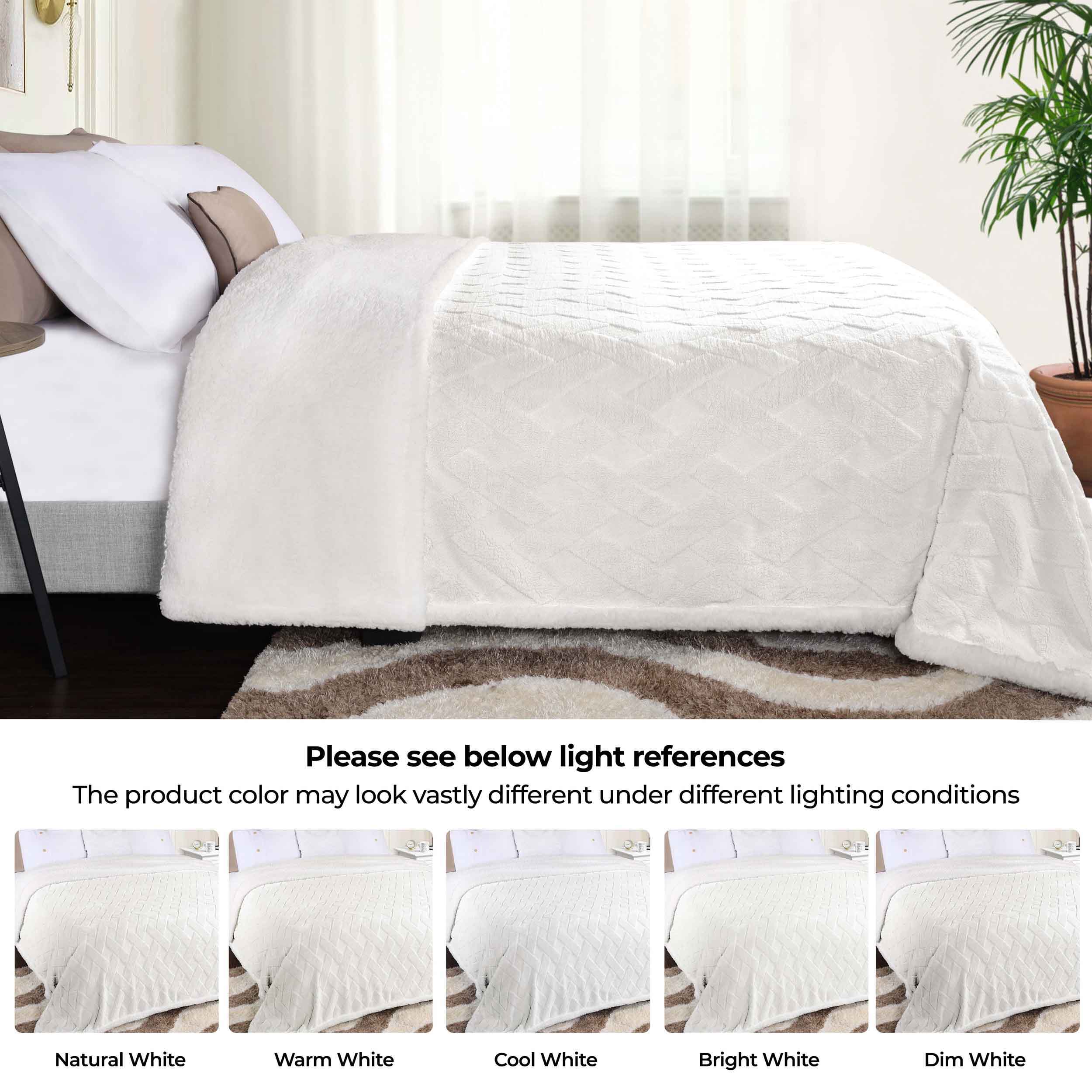 Nuuk Reversible Jacquard Lattice Plush Sherpa Fleece Blanket - Ultra Soft & Warm Winter Throw for Couch, Bed, Sofa - Perfect for Home, Office & Travel Use