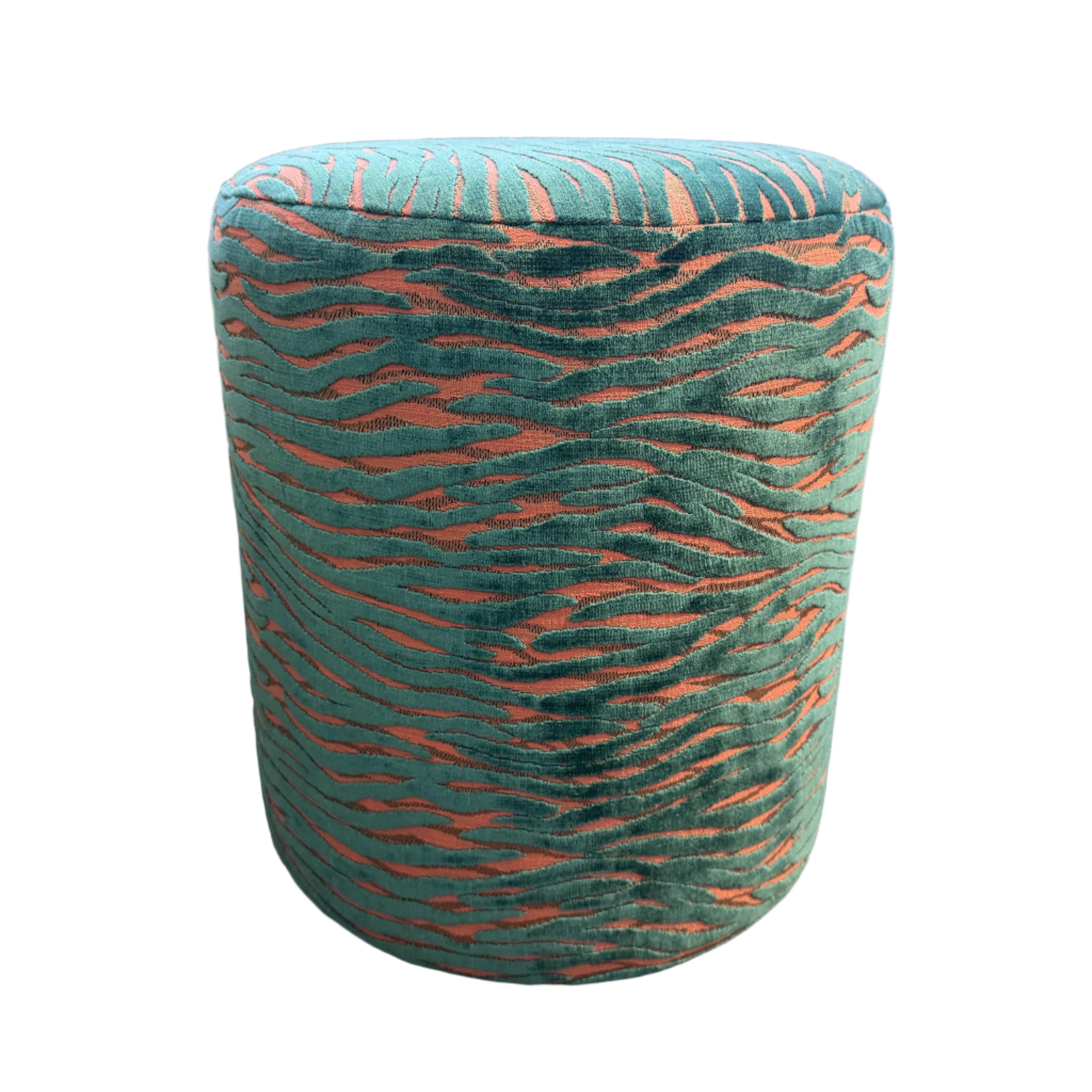 Wild Stripe Tropical Round Ottoman Pouf - Boho Chic Footrest & Stylish Living Room Decor for Cozy Home, Bedroom or Patio