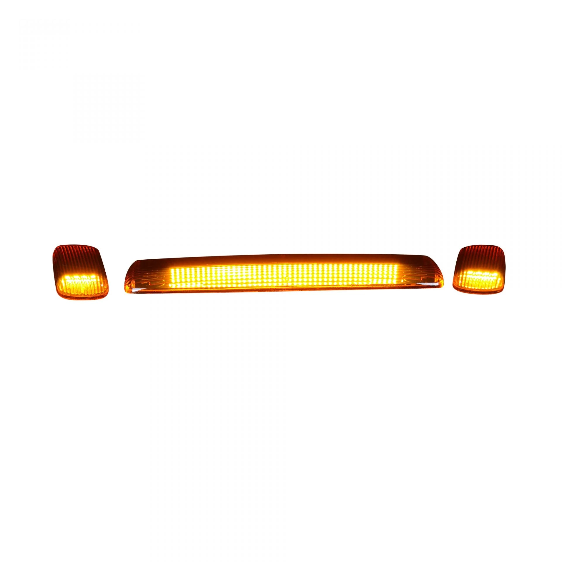 GMC & Chevy 2015-2019 Heavy Duty 3-Piece Cab Roof LED Amber Lights - Amber Lens for Off-Road, Truck, and Work Vehicle Lighting