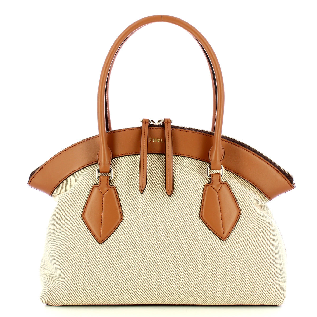 Furla Erica M Natural Brandy Leather Shoulder Bag for Women - WB01464BX3540 in NATURALE+BRANDY | Perfect for Work, Travel & Everyday Use