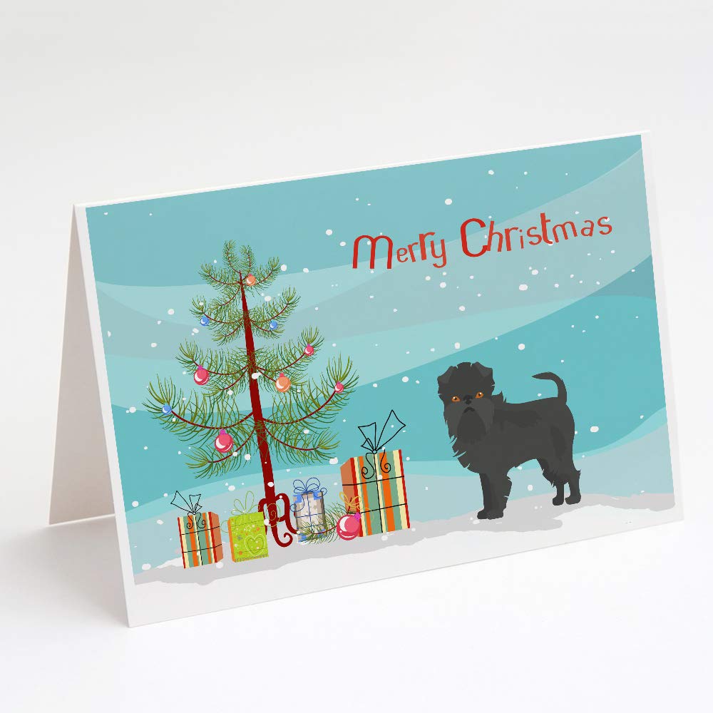 Affenpinscher Christmas Tree Greeting Cards - Pack of 8 Blank A7 Note Cards (5x7 inches) with Envelopes - Whimsical Holiday Stationery for Christmas Wishes, Party Invitations & Festive Correspondence