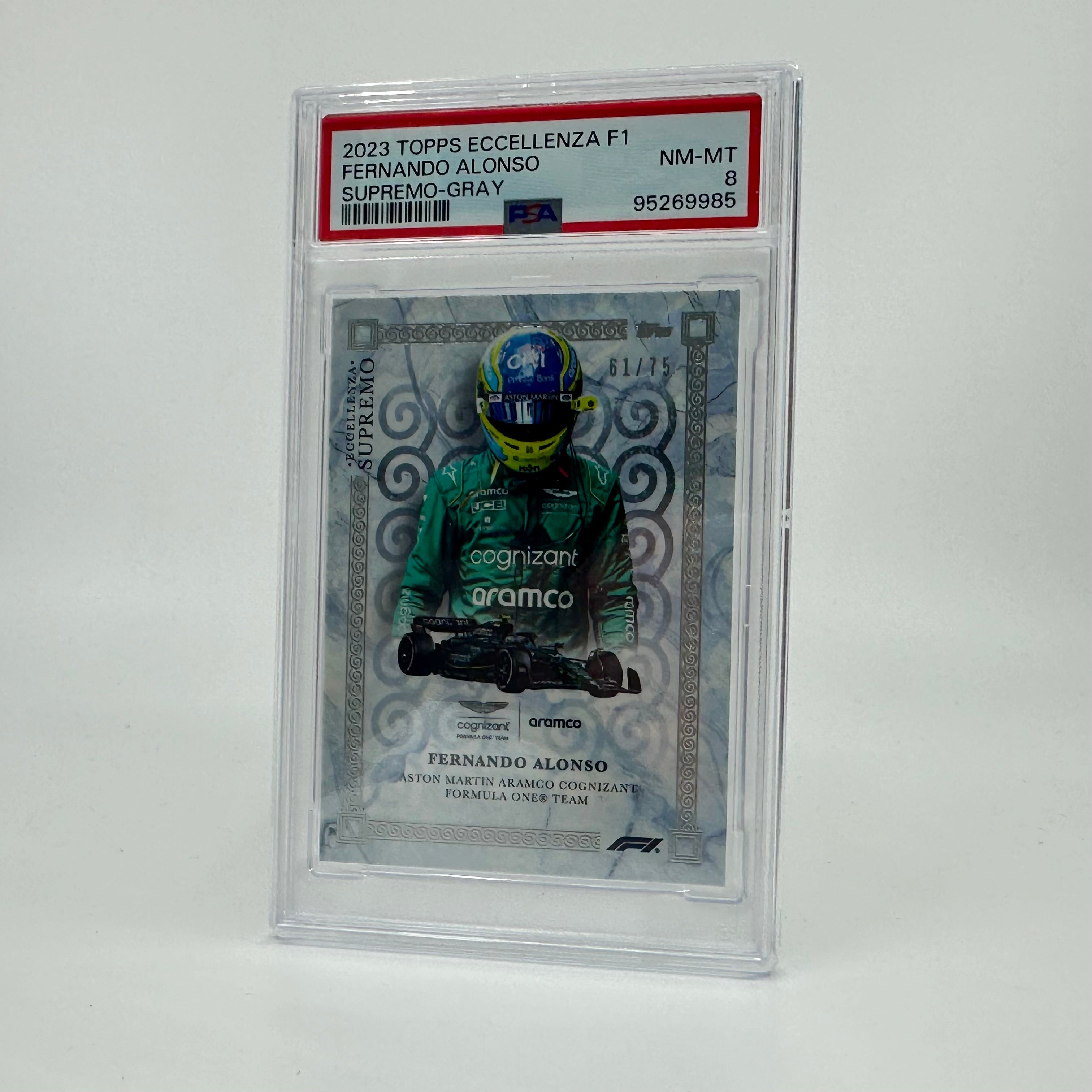 2023 Topps Eccellenza Supremo PSA 8 Fernando Alonso Gray 01/75 - Rare Collectible Trading Card for Sports Memorabilia Fans & Racing Enthusiasts