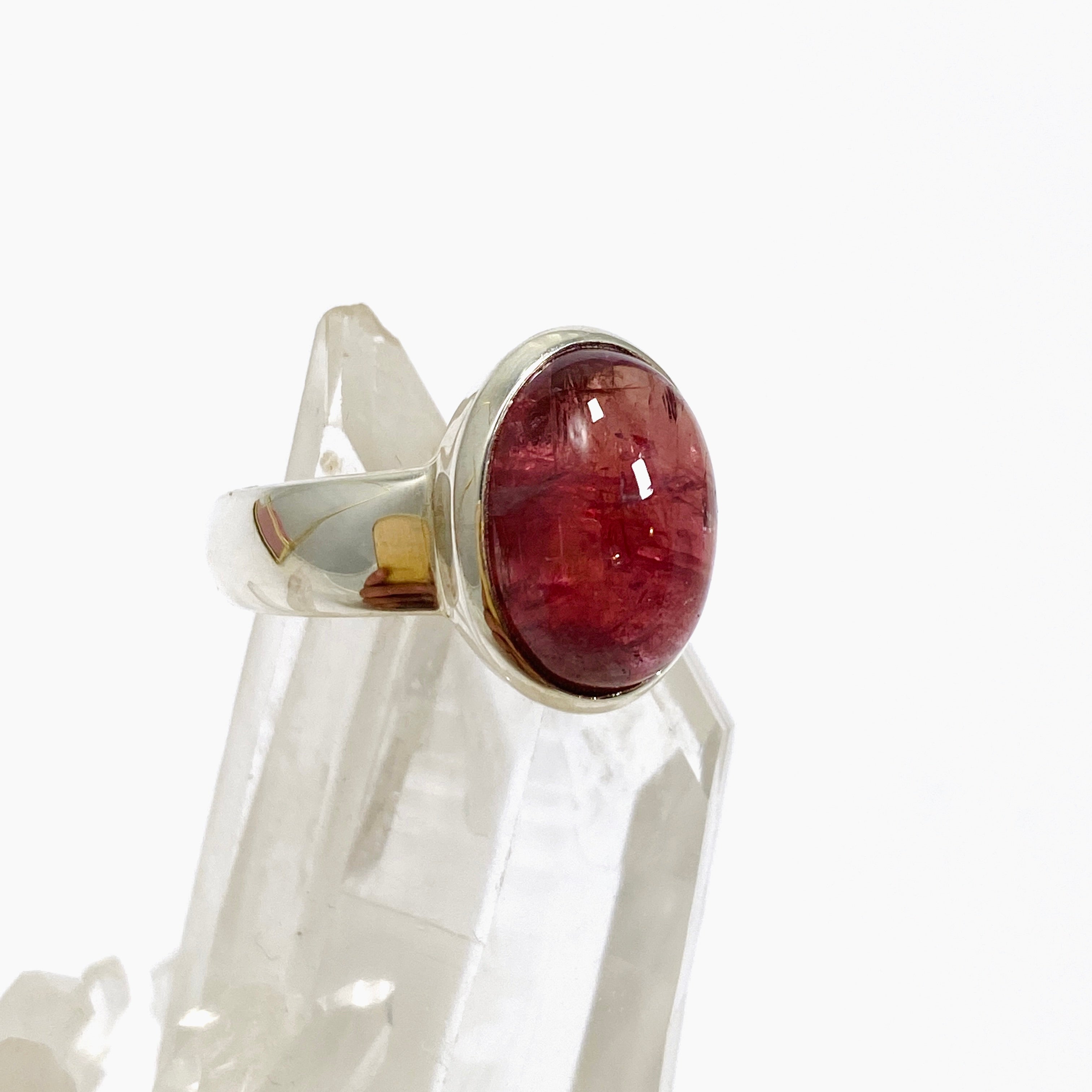 Pink Tourmaline Oval Cabochon Ring Size 7 - Genuine Gemstone Jewelry for Women - Perfect for Engagement, Wedding & Everyday Wear