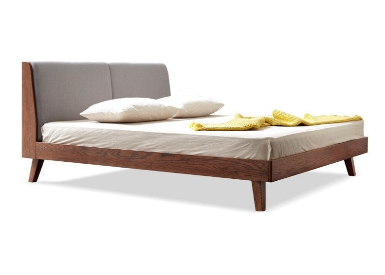 Solid Oak Wood Soft Bed Frame - Queen Size, Natural Wood Finish - Perfect for Master Bedrooms, Guest Rooms & Cozy Home Decor