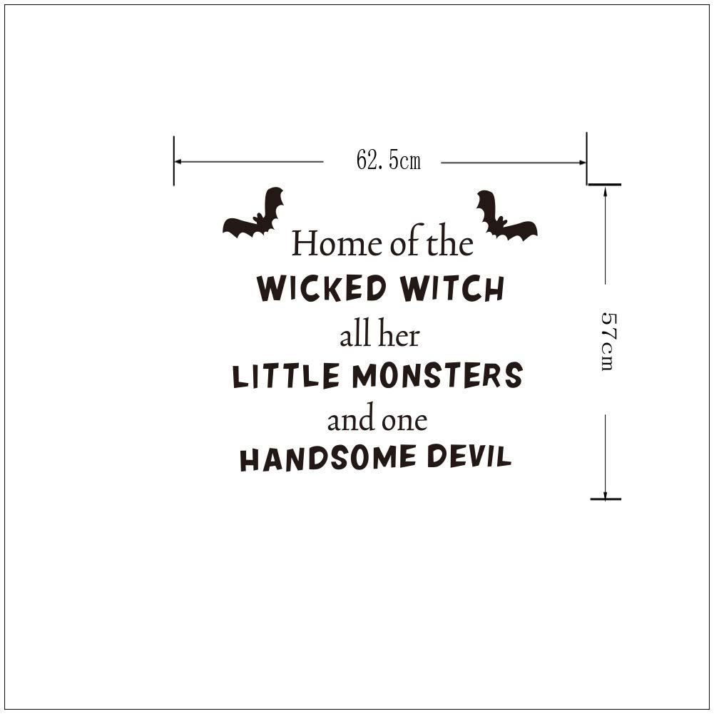Halloween Wall Decals - Wicked Witch, Monsters & Devil Vinyl Stickers (22x19 in) | Removable Halloween Party Decor for Home, Office & Classroom