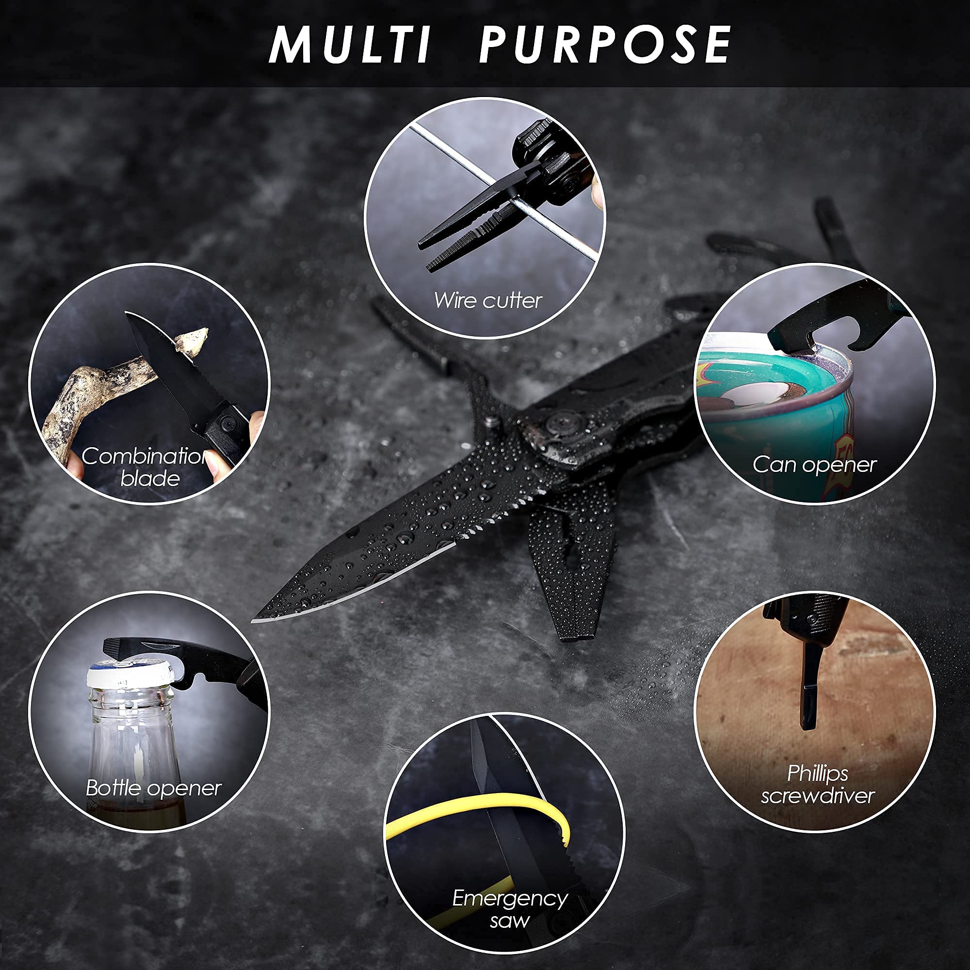 **13-in-1 Multitool Knife for Men - Best Father's Day Gift from Daughter, Son, or Wife - Portable Multi-Function Pliers for Outdoor, Camping, Hiking & Survival - Cool Gadget for Dad & Boyfriend**    *(Use Cases: Perfect for DIY projects, emergency repairs, outdoor adventures, and everyday carry!)*