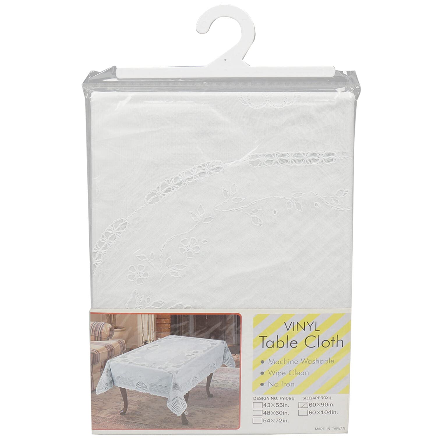 Premium White Vinyl Lace Tablecloth 60x90 Inches - Elegant Dining Decor for Weddings, Parties & Holiday Celebrations